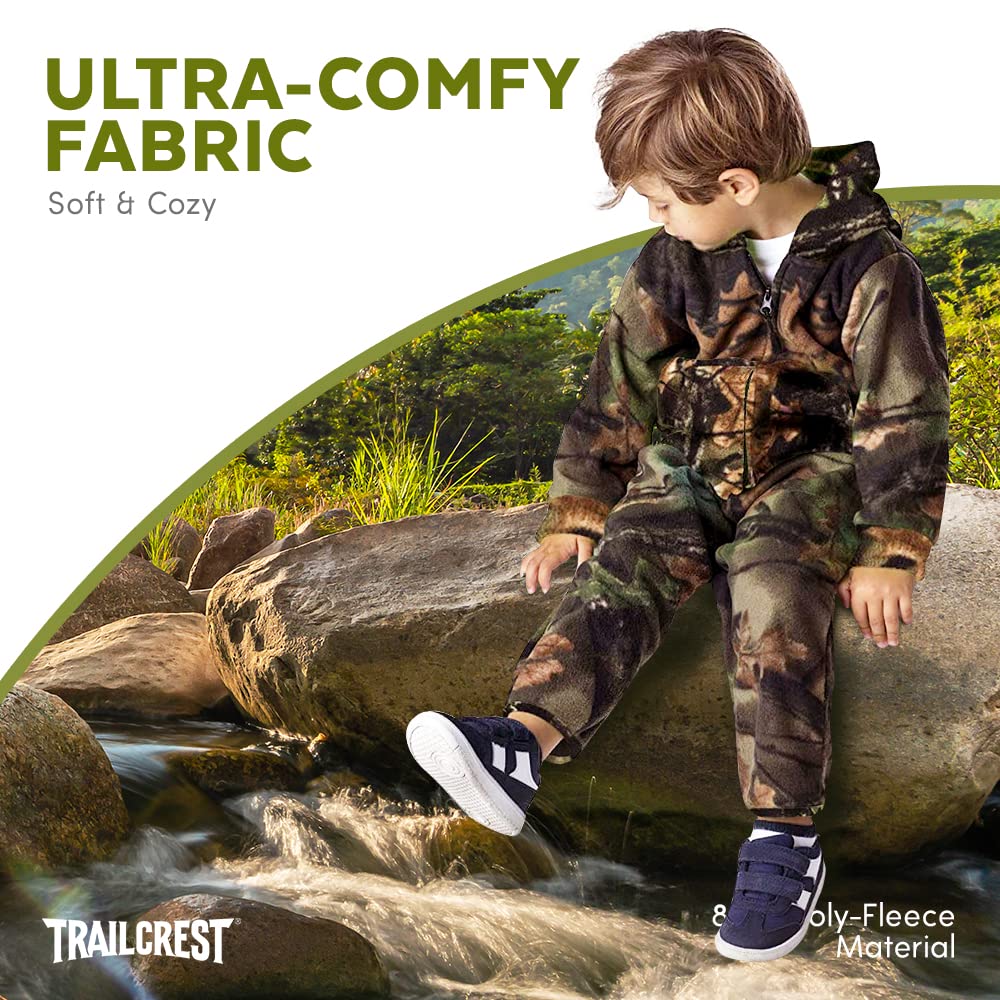 TrailCrest Toddler Camo Fleece Jacket & Pants Set - Warm Winter Outfit for Boys & Girls - Perfect for Outdoor Play, Hiking, and Cold Weather Adventures