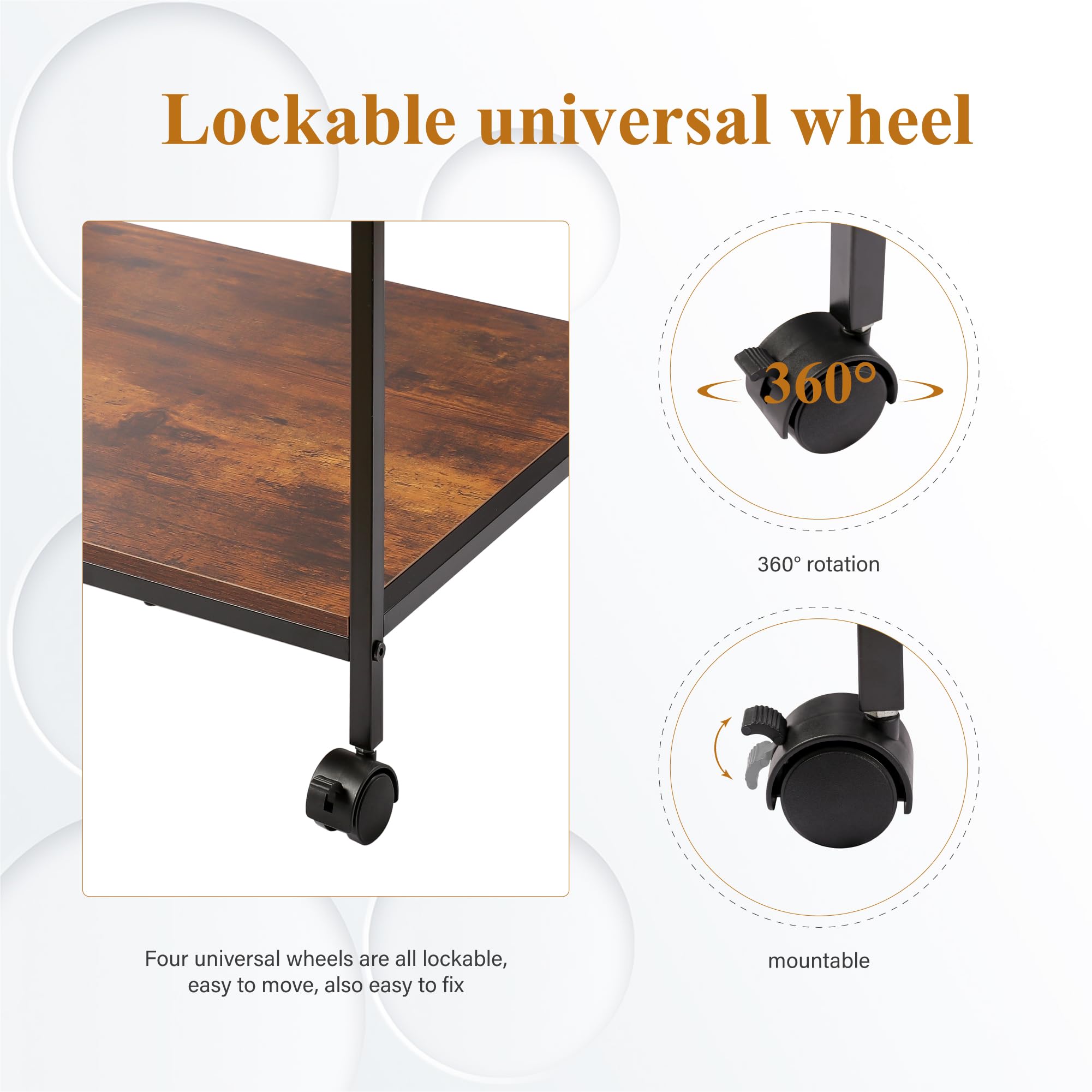 EMERIT 3-Tier Heavy Duty Printer Stand Cart with Adjustable Shelves & Lockable Wheels - 23.6x18.9x31.5 Inches for Laser/Inkjet/All-in-One Printers, Scanners, Fax Machines & Office Supplies - Perfect for Home Office, Small Business & Industrial Workspaces