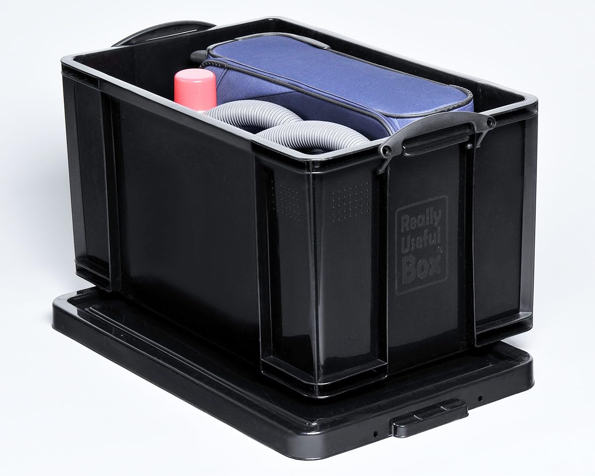 Really Useful Storage Box 84 Litre Solid Black - Organise Home, Office & Garage with Durable Plastic Container