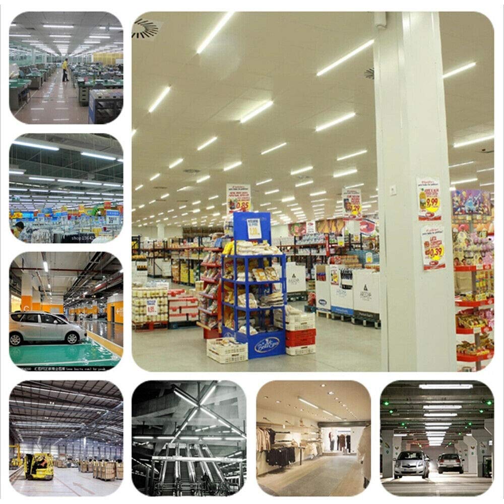 4FT LED Shop Light - 75W 9000LM 6000K Cold White, 3-Row Clear Cover High Output Linkable T8 LED Tube Lights for Garage, Warehouse & Workshop (Pack of 25) - Energy Efficient Bright Lighting Solution for Industrial & Commercial Spaces