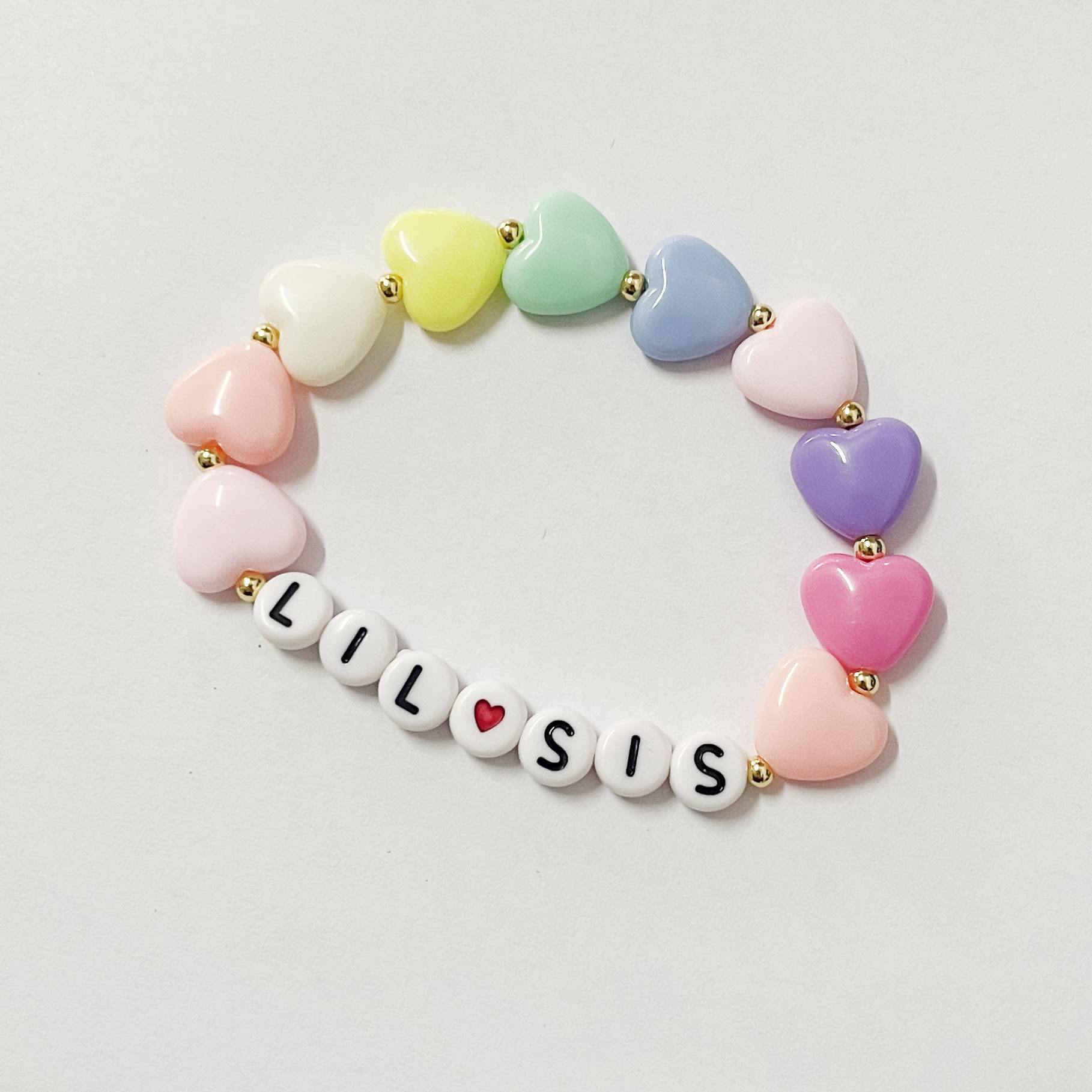 Pastel Rainbow Heart Big Sister Bracelet - Cute Little Sister Gift for Birthday & Announcement - Matching Sister Jewelry for Special Occasions & Everyday Wear