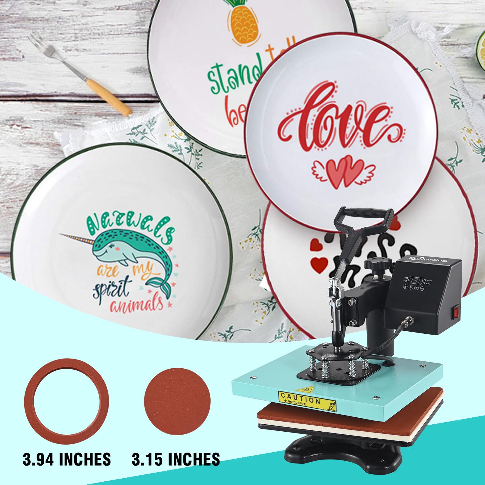 ColorSub 9x12 Inch Heat Press Machine for T-Shirts - 3 in 1 Small Sublimation Heat Transfer Press for DIY Crafts, Custom Apparel & Small Business Use