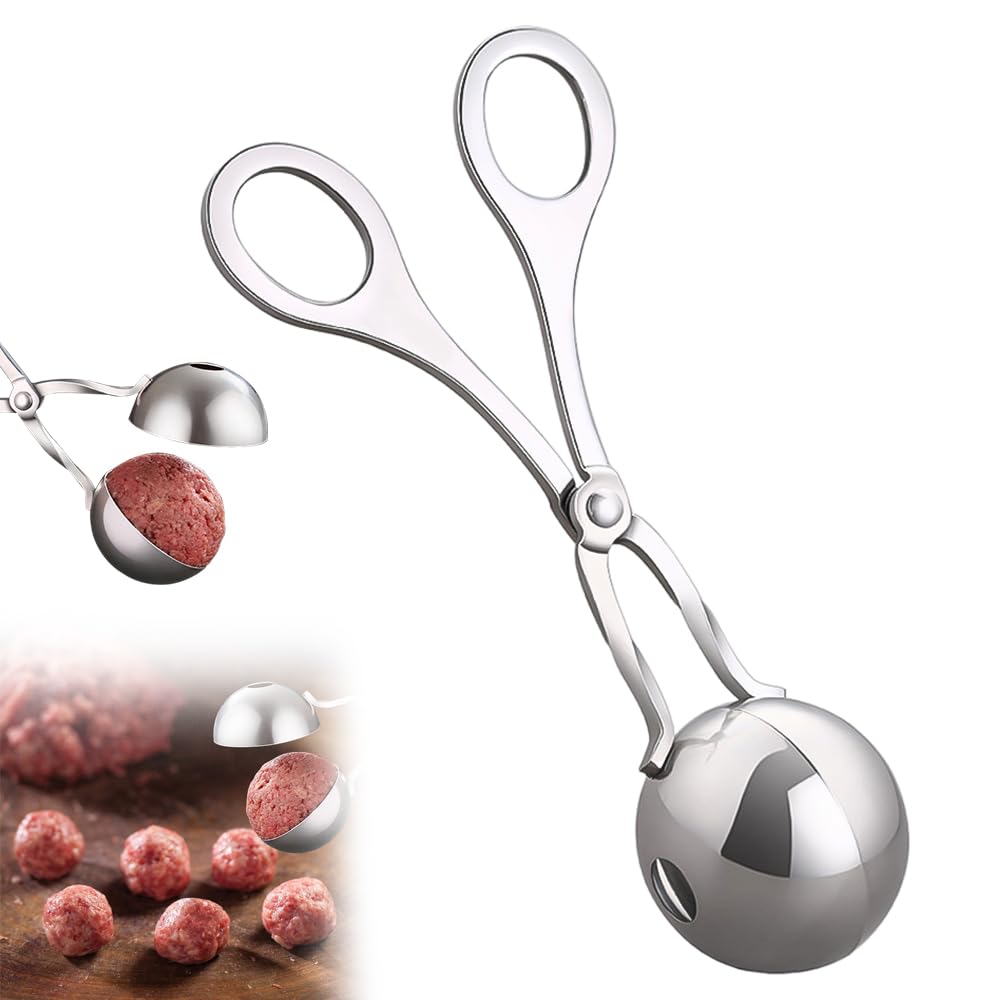 Premium Stainless Steel Meatball Maker Tool - Nonstick Meat Baller with Anti-Slip Handles - Large Meatball Mold & Scoop for Perfect Homemade Meatballs - Ideal for Cooking, Meal Prep & Italian Cuisine