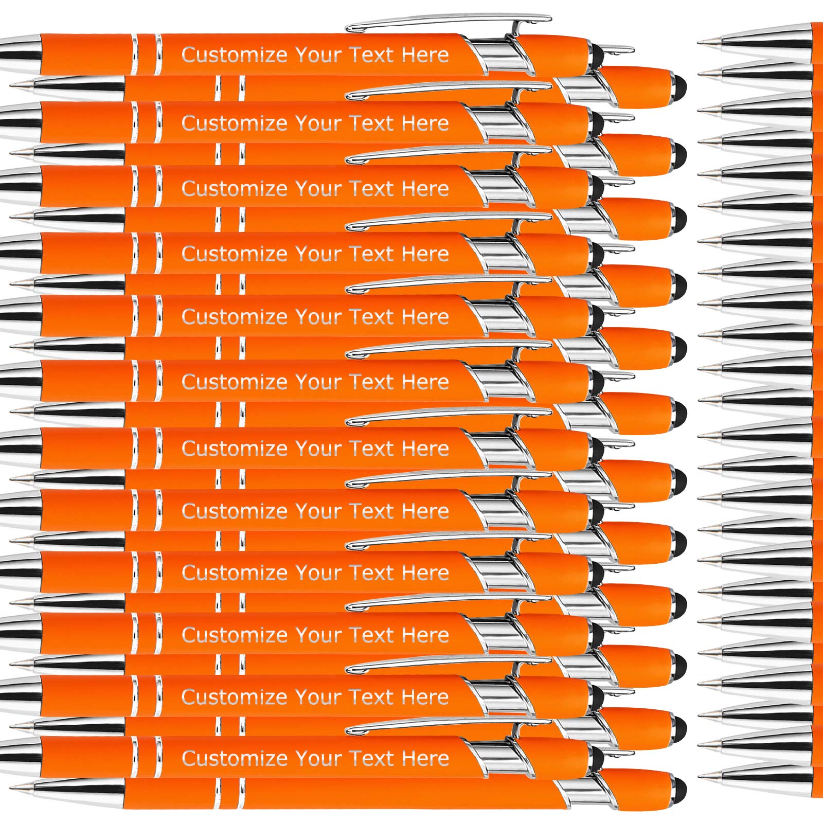 Custom Engraved Ballpoint Pens Bulk 100 Pack with Stylus Tip - Personalized Name/Message Office Pens - Ideal Gifts for Men & Women (Birthday, Graduation) - Medium Point Black Ink - Perfect for Corporate Events, Promotions & Everyday Office Use