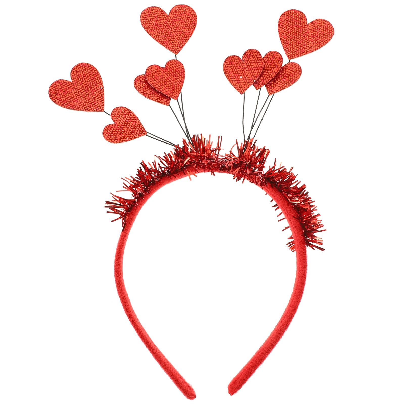 Beaupretty Red Love Heart Headband - Valentines Day Hair Accessories for Women & Girls, Tinsel Hair Hoop, Wedding Gift, Party Decor (Perfect for Valentine's Day, Weddings, Parties & Special Occasions)