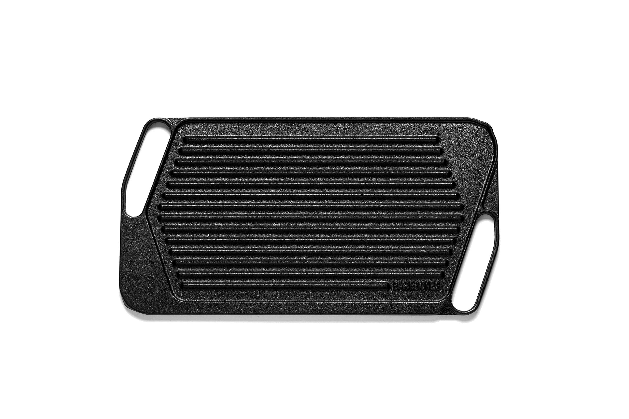 Barebones Cast Iron Grill Griddle - Reversible Flat Top Griddle Grill with Pre-Seasoned Cast Iron Plate - Perfect for Camping, Backyard BBQs, and Outdoor Cooking