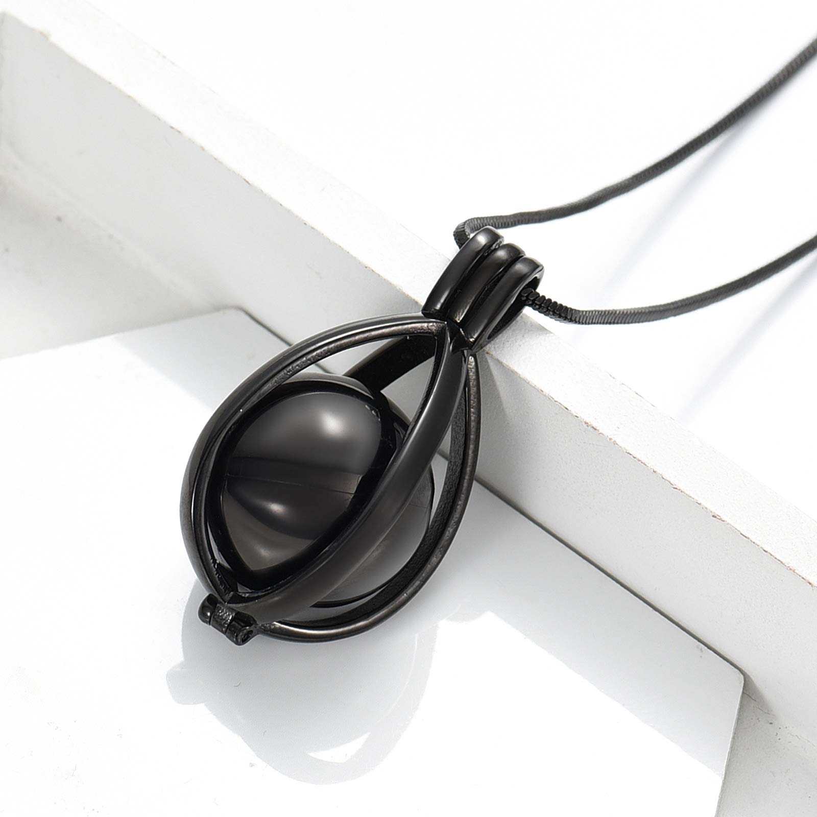 Minicremation Teardrop Hollow Ball Urn Necklace - Memorial Jewelry for Human & Pet Ashes - Keepsake Pendant for Cremation Remembrance - Perfect for Daily Wear & Special Occasions