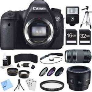 Canon EOS 6D Full Frame DSLR Camera with 24-105mm Lens & 64GB Memory Card Bundle - Professional Photography for Travel, Weddings, and Outdoor Adventures