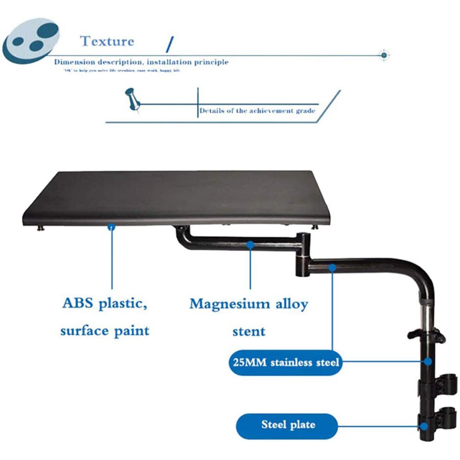 Adjustable Wheelchair Lap Tray for Adults - Height & Distance Customizable for Writing, Reading, Eating - Durable Wheelchair Accessories for Computer Work, Chess & Daily Activities