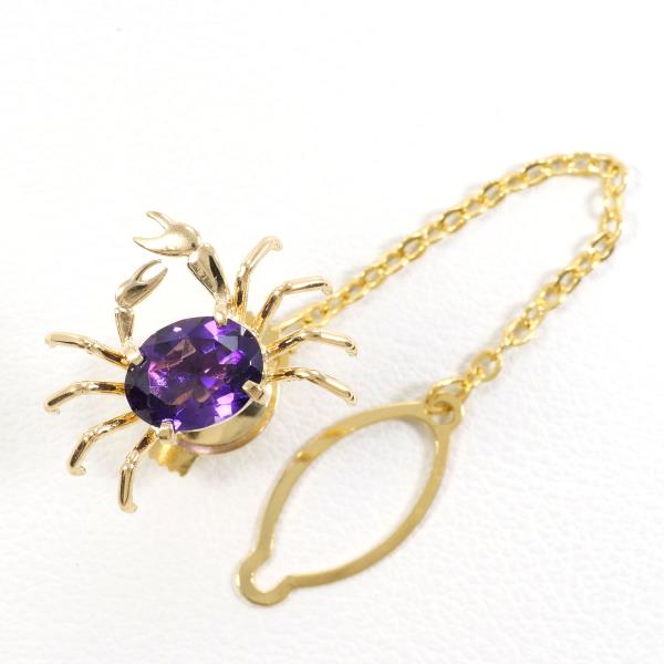 18K Yellow Gold Alloy Amethyst Brooch Pin - Elegant Vintage Jewelry for Women - Perfect for Weddings, Parties & Special Occasions