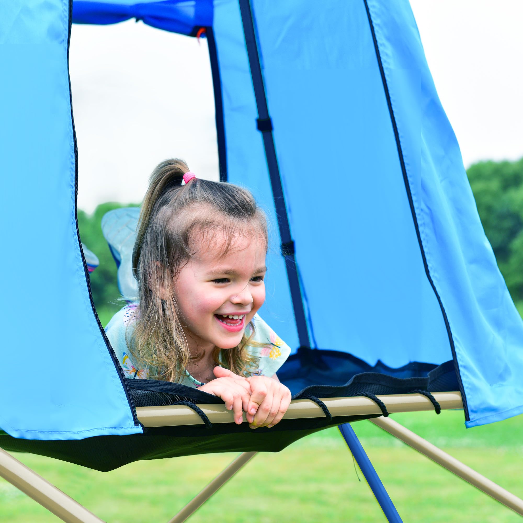 **Merax 10FT Outdoor Climbing Dome with Play Tent – Kids Jungle Gym for Ages 3-10, Supports 1000 lbs, Easy Assembly Backyard Play Equipment (Blue & Coffee) – Perfect for Backyard Fun, Playdates, and Outdoor Adventures**