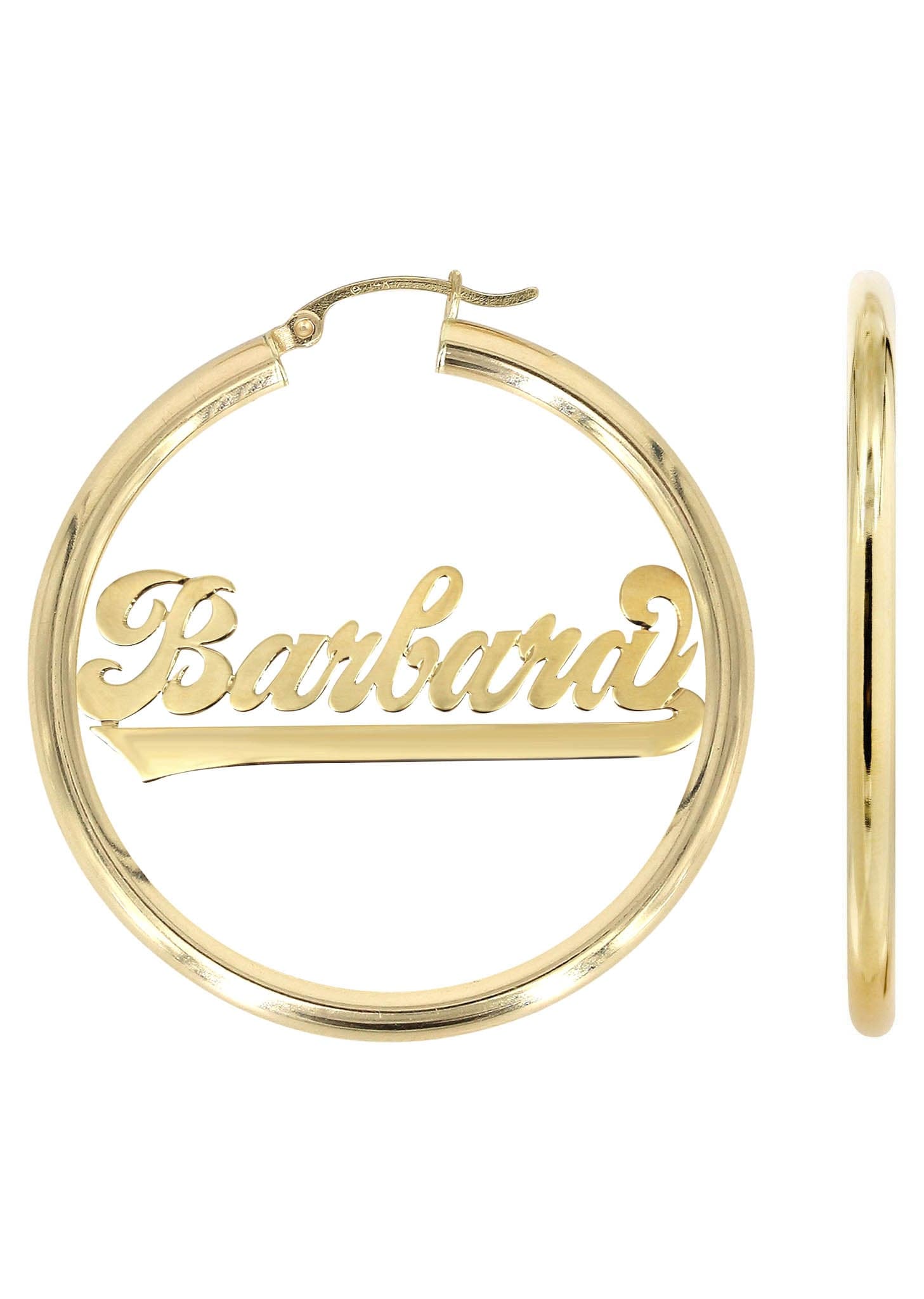 14K Gold Script Name Plate Hoop Earrings for Women - Personalized Custom Name Jewelry Gift for Her, Perfect for Birthdays, Anniversaries and Special Occasions