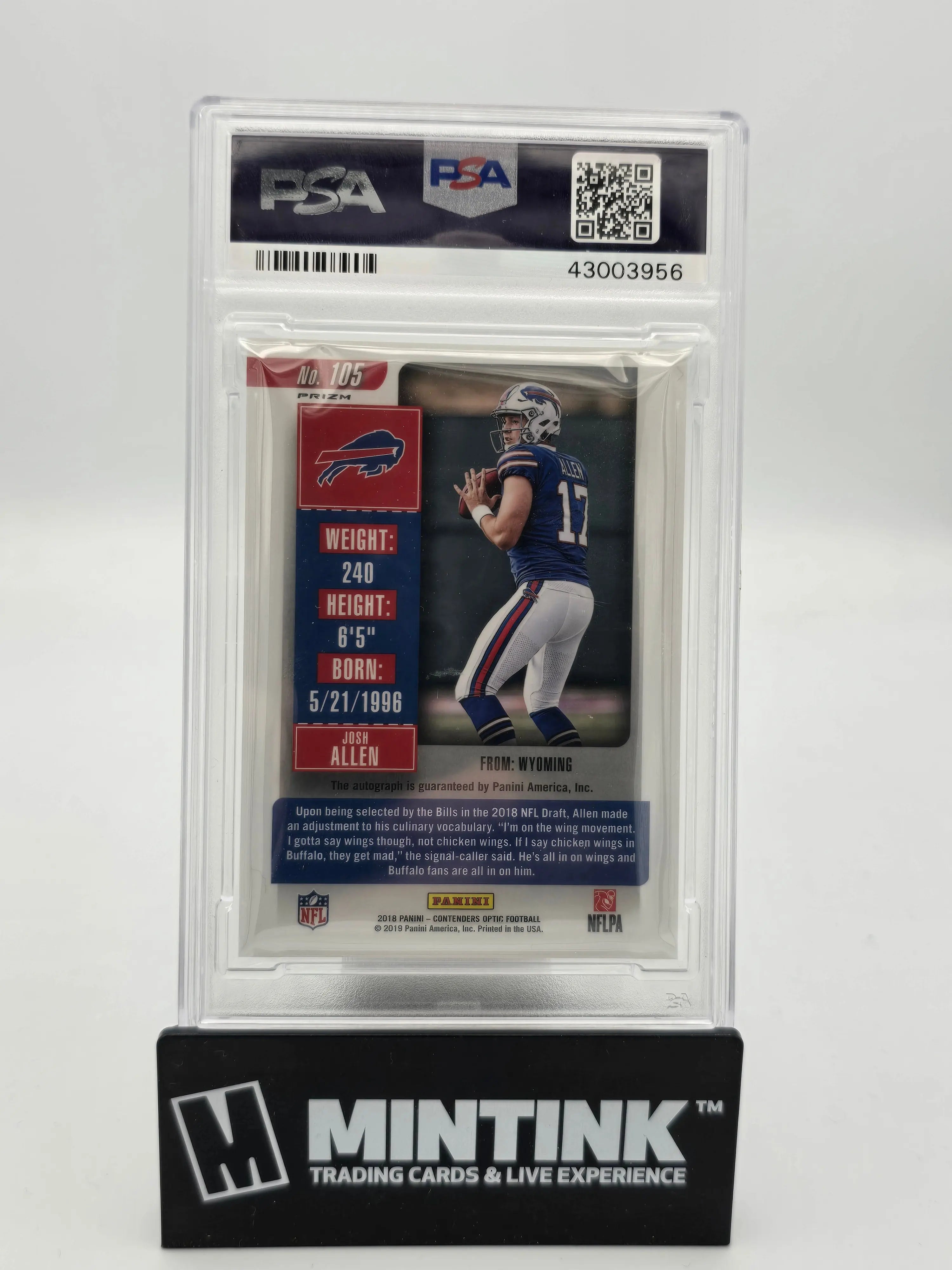 2018 Panini Contenders Optic Josh Allen Rookie Ticket Holo Auto PSA 10 Gem Mint - Rare Football Trading Card for Collectors & Investors, Perfect for Sports Memorabilia Displays & Investment Portfolios