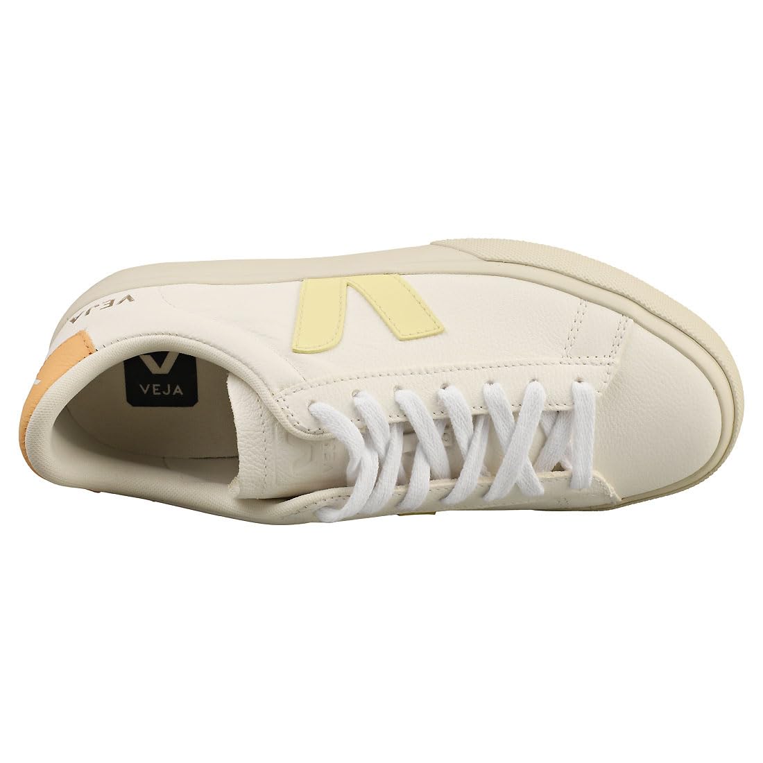 Veja CAMPO CHROMEFREE Women's White Sun Peach Casual Sneakers - US Size 7.5 | Eco-Friendly Vegan Leather Shoes for Everyday Wear, Work & Weekend Outfits