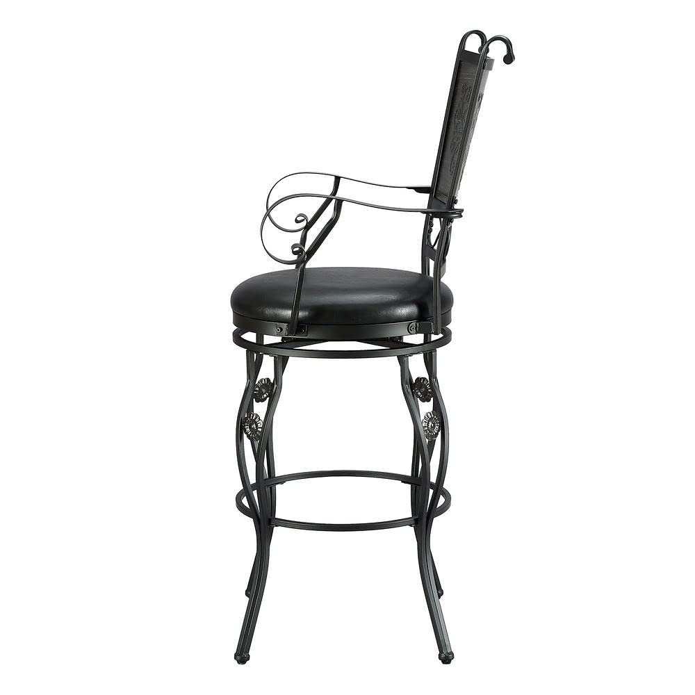 Ellie Big & Tall Barstool with Heavy Duty Metal Base in Black - Perfect for Kitchen Islands, Home Bars & Counter Height Dining Tables