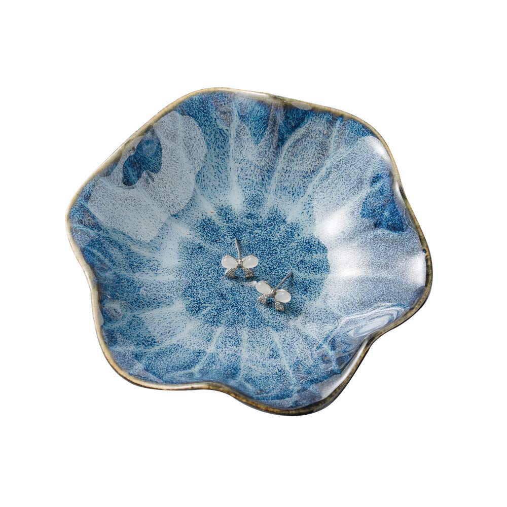 Leaf-Shaped Jewelry Tray & Ring Holder - Elegant Earring Stand, Key Bowl & Trinket Dish - Perfect Women's Birthday Gift & Friend Present (Blue) - Ideal for Bedroom Vanity, Bathroom Organization & Gift Giving