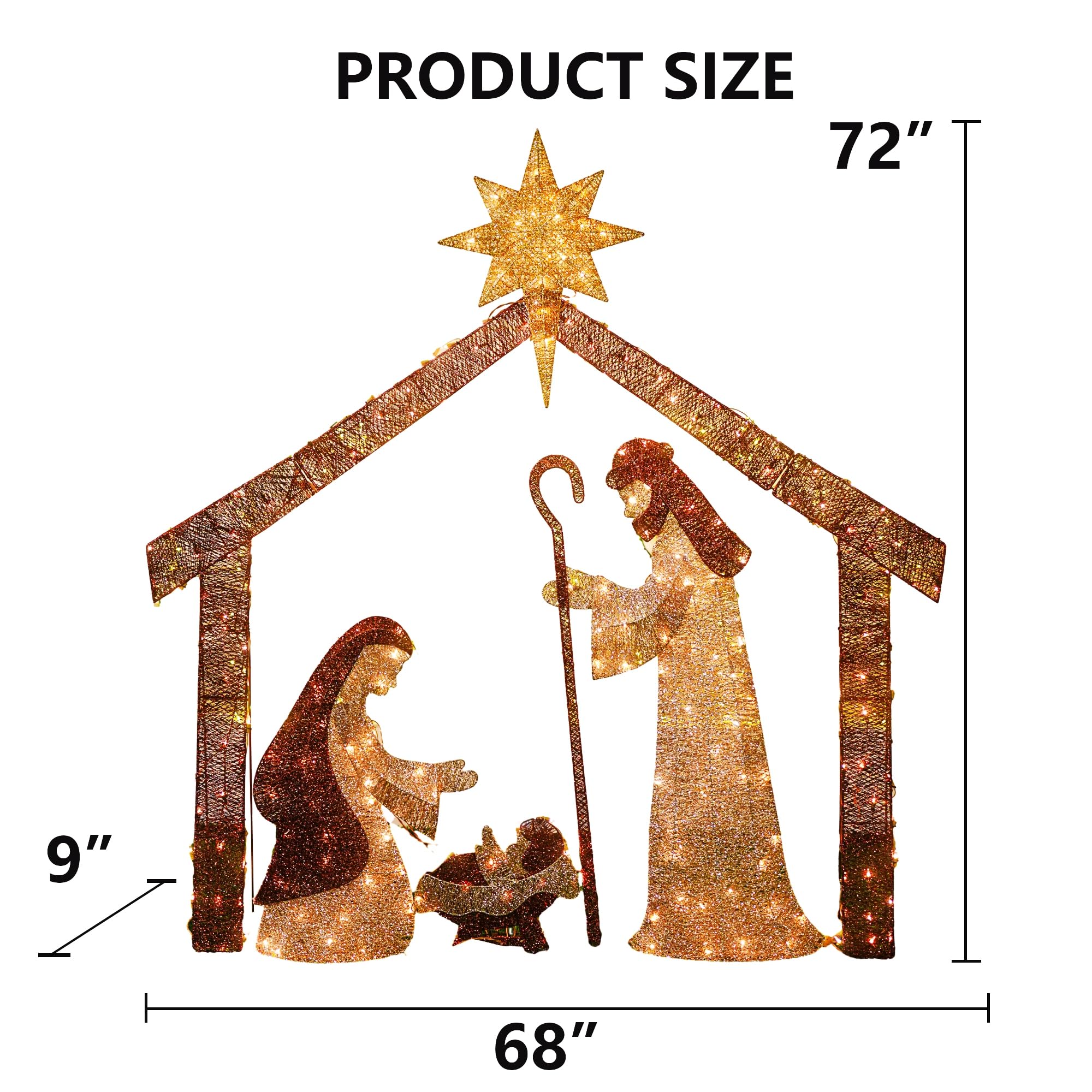 TW SHINE 6 FT Lighted Outdoor Nativity Scene Set with 250 LED Lights - Christmas Nativity Decorations for Indoor/Outdoor Holiday Party, Garden, Yard & Lawn - Perfect for Home, Church & Christmas Displays
