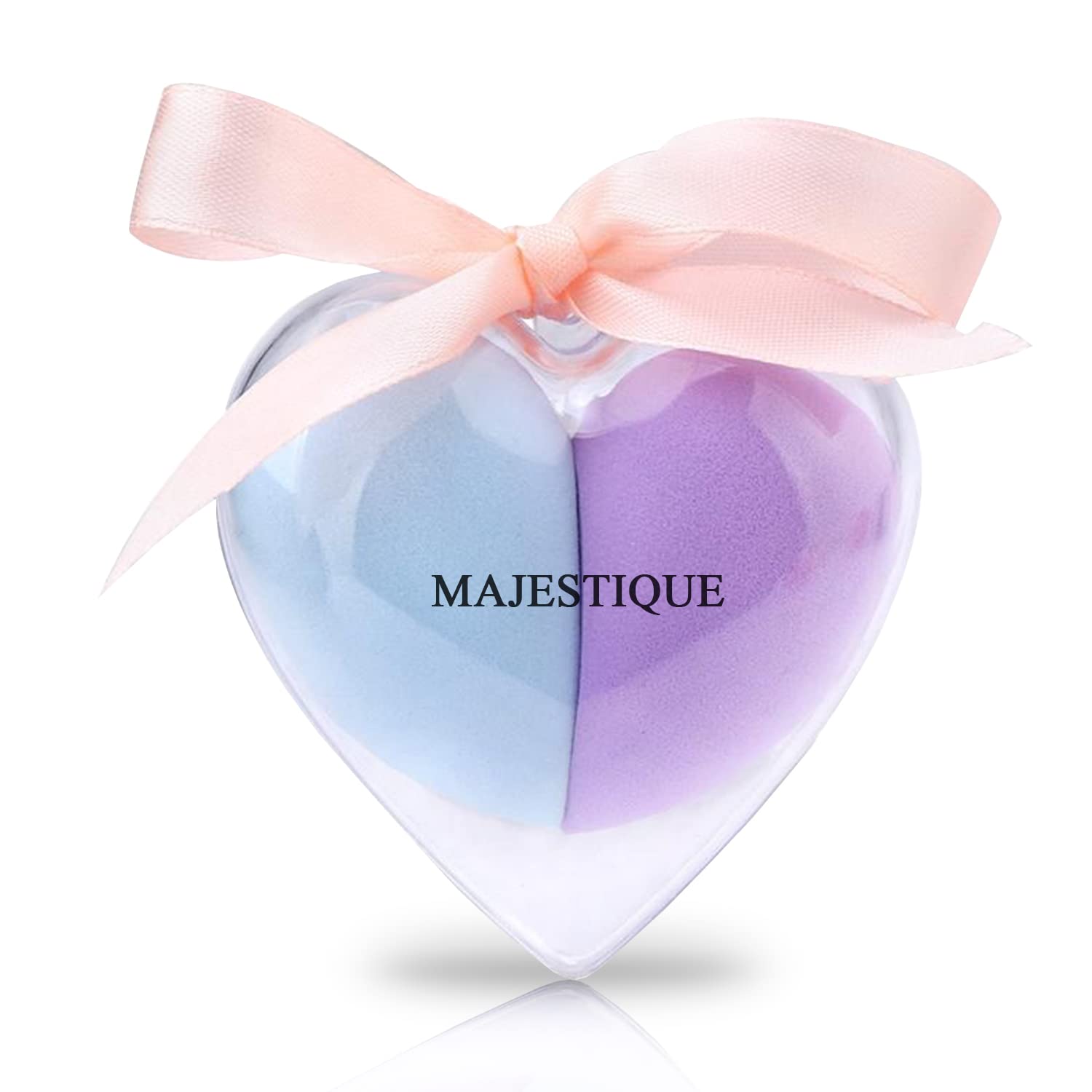 Majestique Heart Shaped Makeup Sponge Set - Foundation Blender Beauty Sponge for Liquid, Cream & Powder - Flawless Face Makeup Application - Perfect for Daily Use, Travel & Professional Makeup Artists