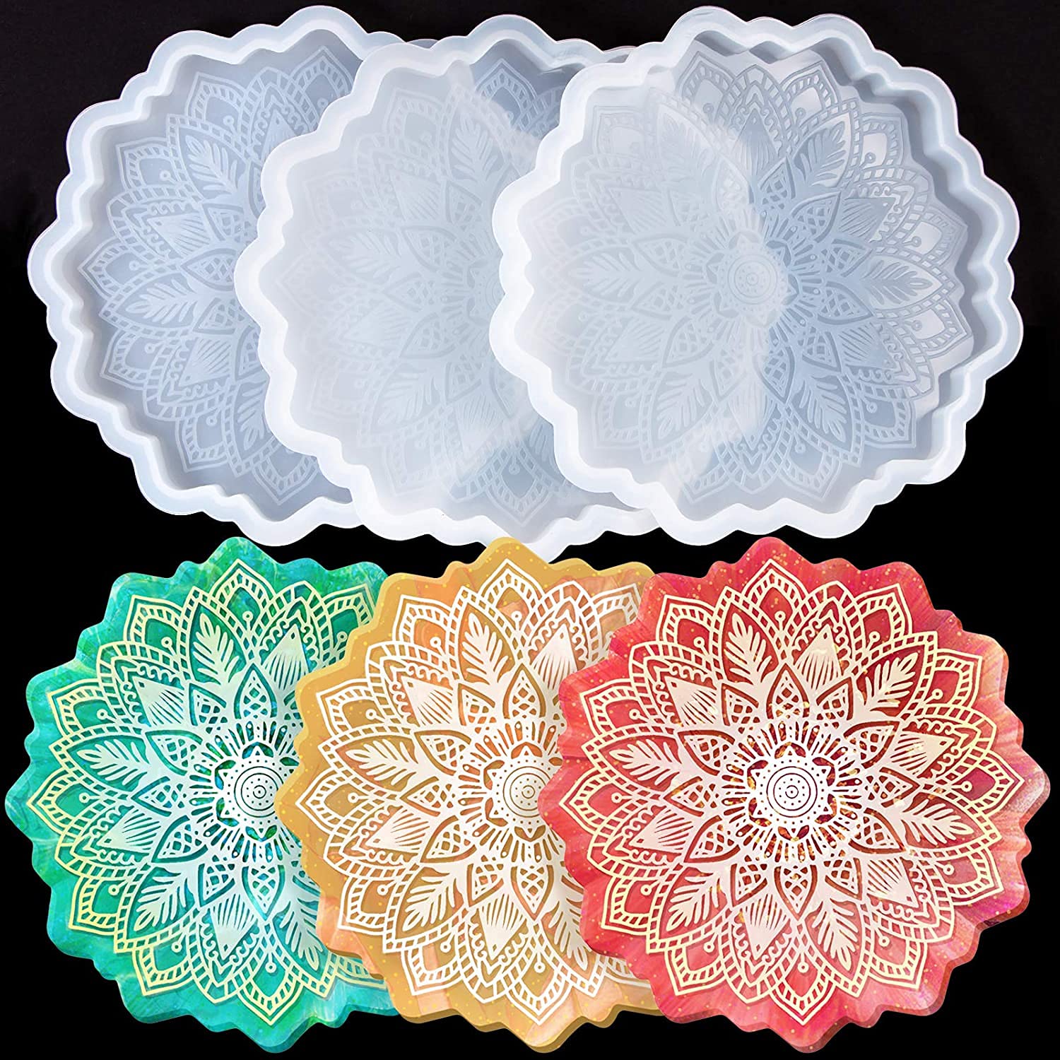 Polaris Fox 1-Pack Silicone Mandala Coaster Mold for Epoxy Resin Art, Jesmonite Casting, DIY Coaster Making – Perfect for Home Decor, Craft Projects & Gift Ideas