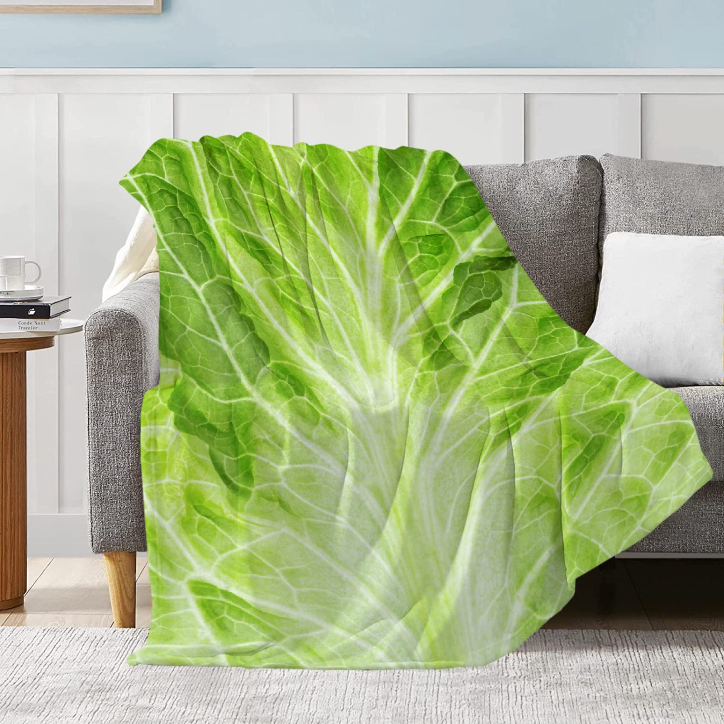 Super Soft Cabbage Throw Blanket - 50x60 Inch Plush Lettuce Blanket for Couch, Sofa & Bed | All-Season Cozy Home Decor Gift for Teens & Adults | Perfect for Lounging, Netflix Binges & Cozy Nights