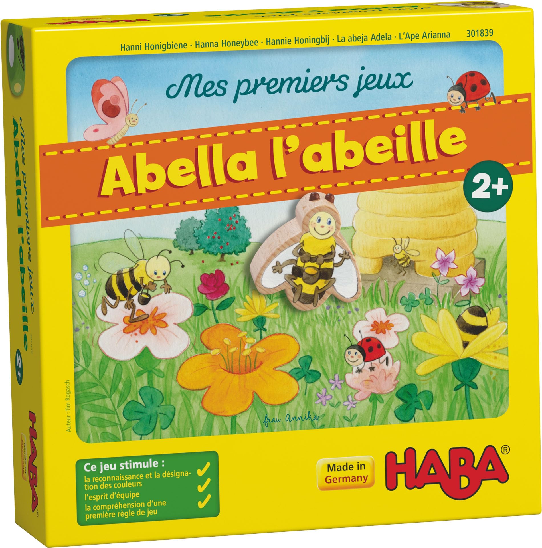 HABA - My First Games - Abella the Bee - Cooperative & Educational Board Game for Kids - Learn Colors - 1 to 4 Players - Ages 2+ - 301839 - Perfect for Family Game Nights & Preschool Learning Activities