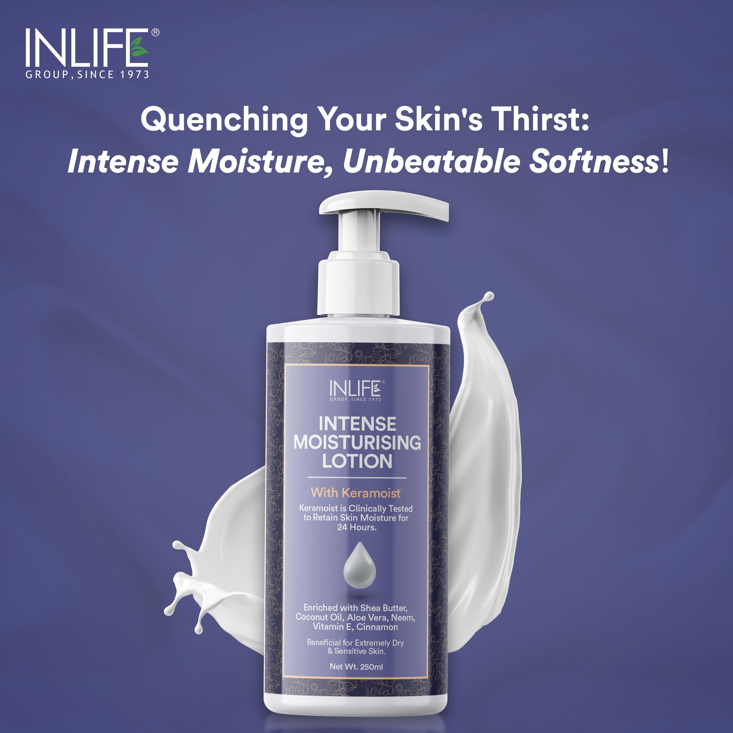 INLIFE Intense Moisturizing Lotion for Dry Skin - Shea Butter Body Lotion for Face & Body | Ultra Hydrating Moisturizer with Pump Bottle (250ml) | Perfect for Daily Skincare Routine, Winter Dryness & Post-Shower Hydration