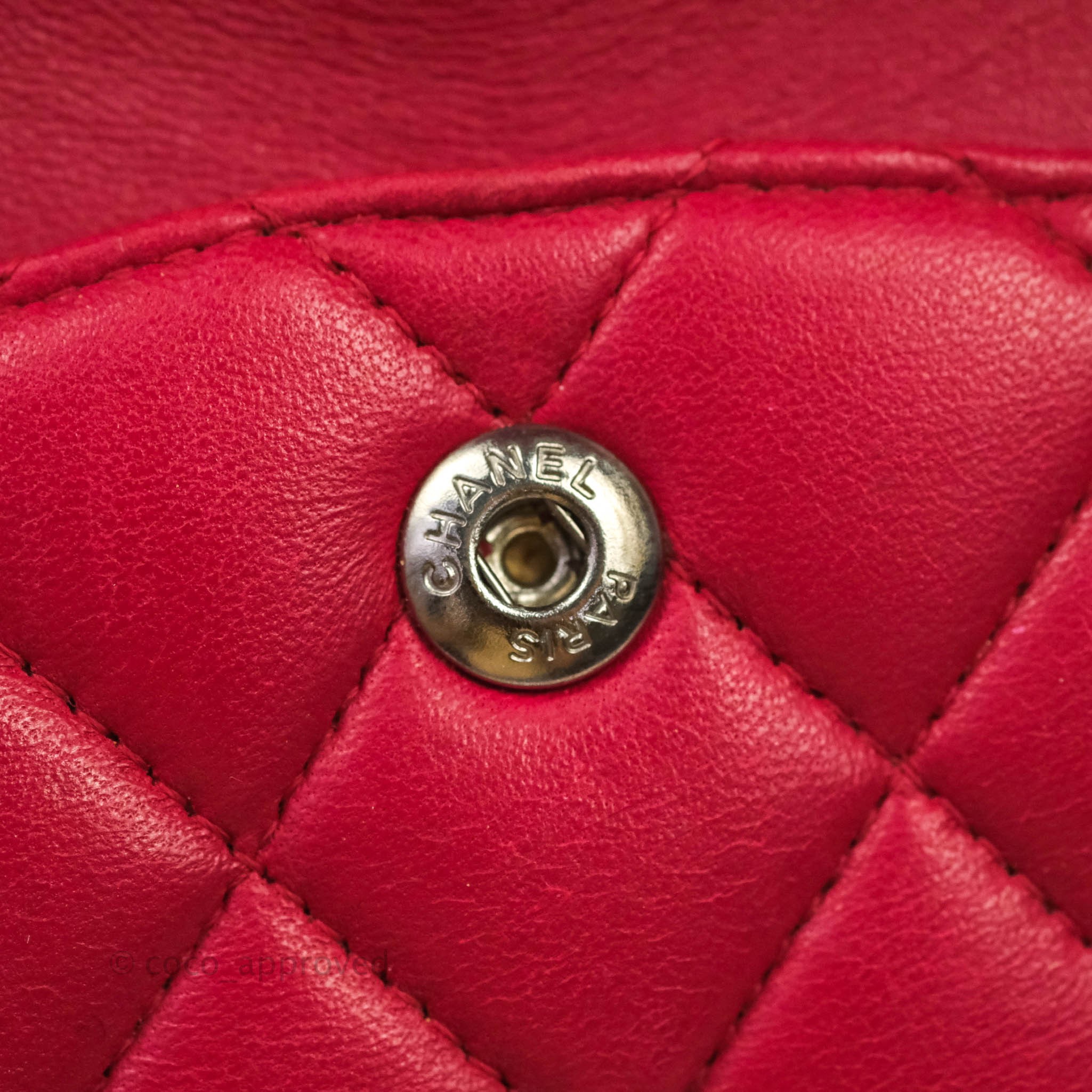 Chanel Classic Medium Double Flap Bag - Red Lambskin Leather with Silver Hardware | Luxury Handbag for Women, Perfect for Parties & Evening Events