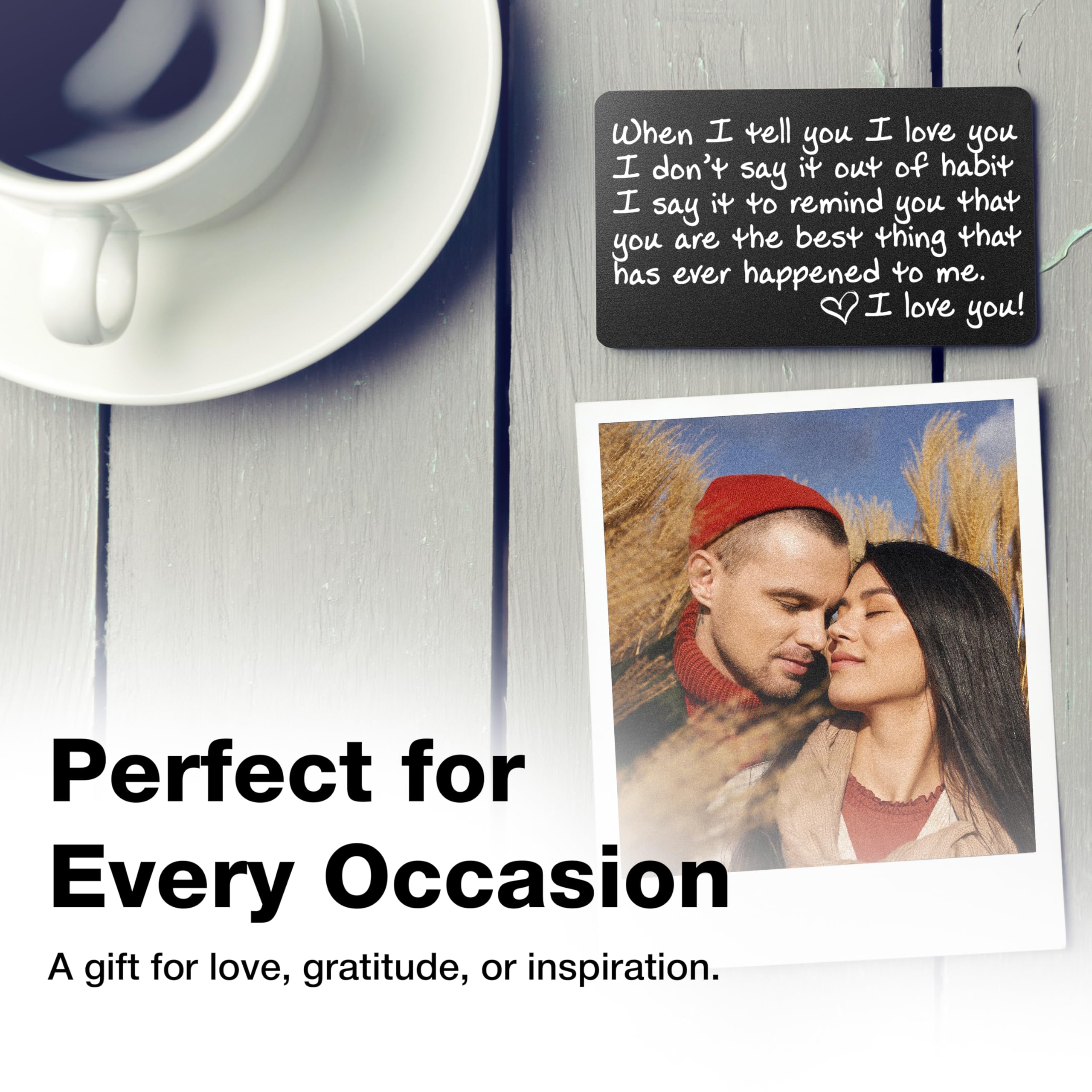 Love Card for Wallet - Valentine's Gift for Couples - Durable Engraved Keepsake for Everyday Carry