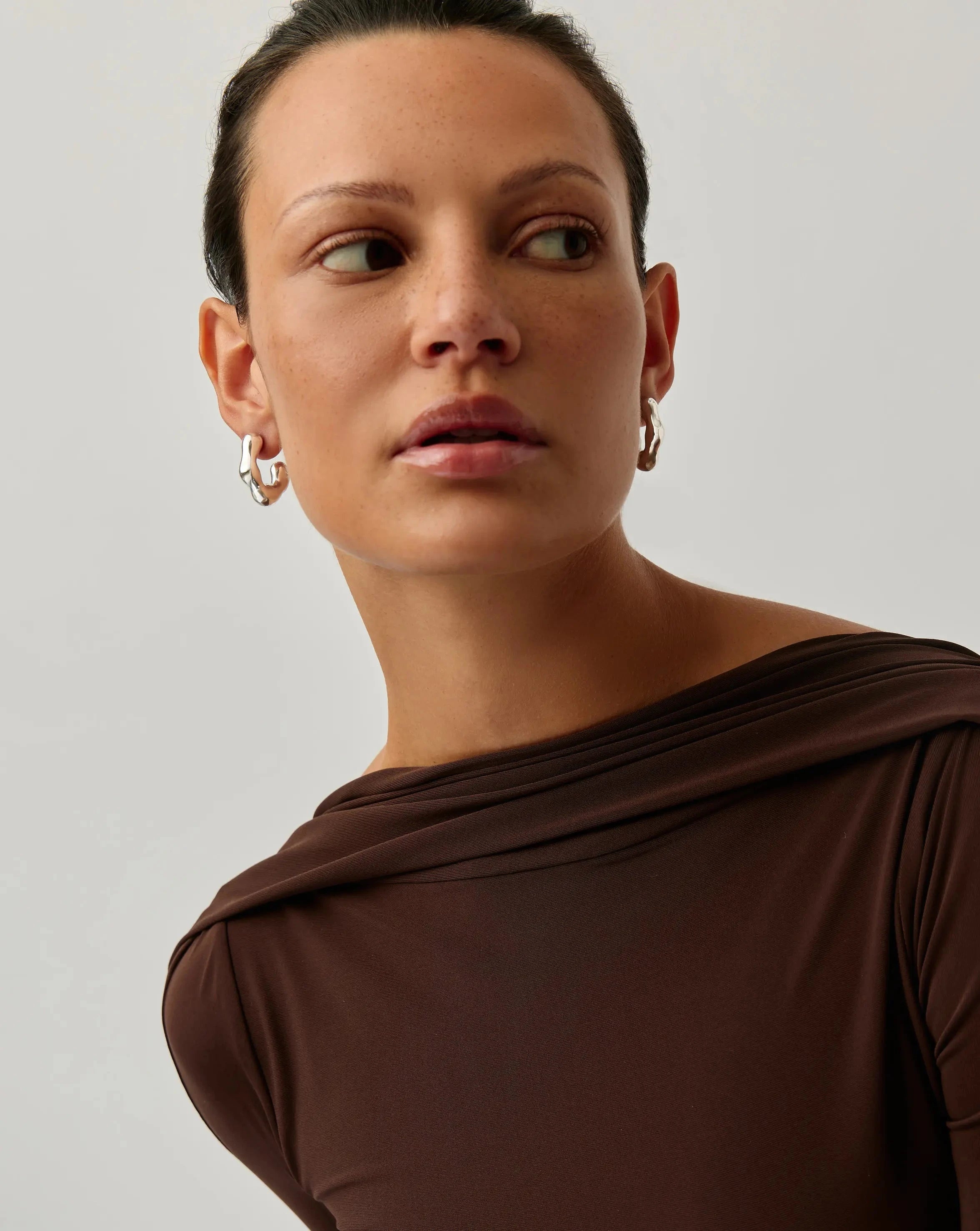 Eny Puffy Medium Hoop Earrings - Sterling Silver 925 Hypoallergenic Dangle Earrings for Women | Perfect for Everyday Wear, Parties & Gifts