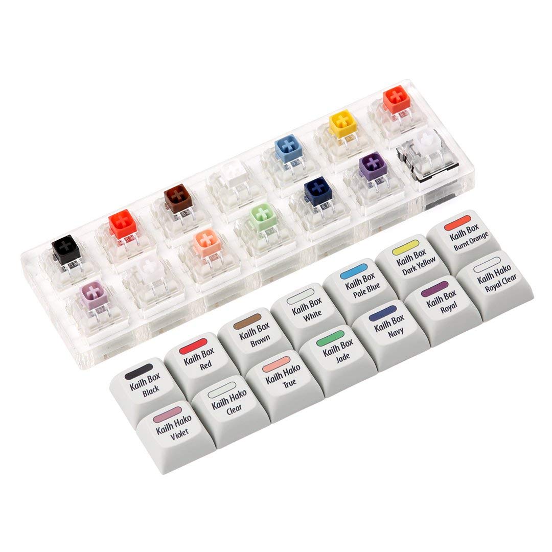 Max Keyboard Kailh Box Key Switch 14-Key Tester with Printed PBT Keycaps | Mechanical Keyboard Switch Sampler for Gaming & Typing | Includes Color-Coded Kailh Box Switches