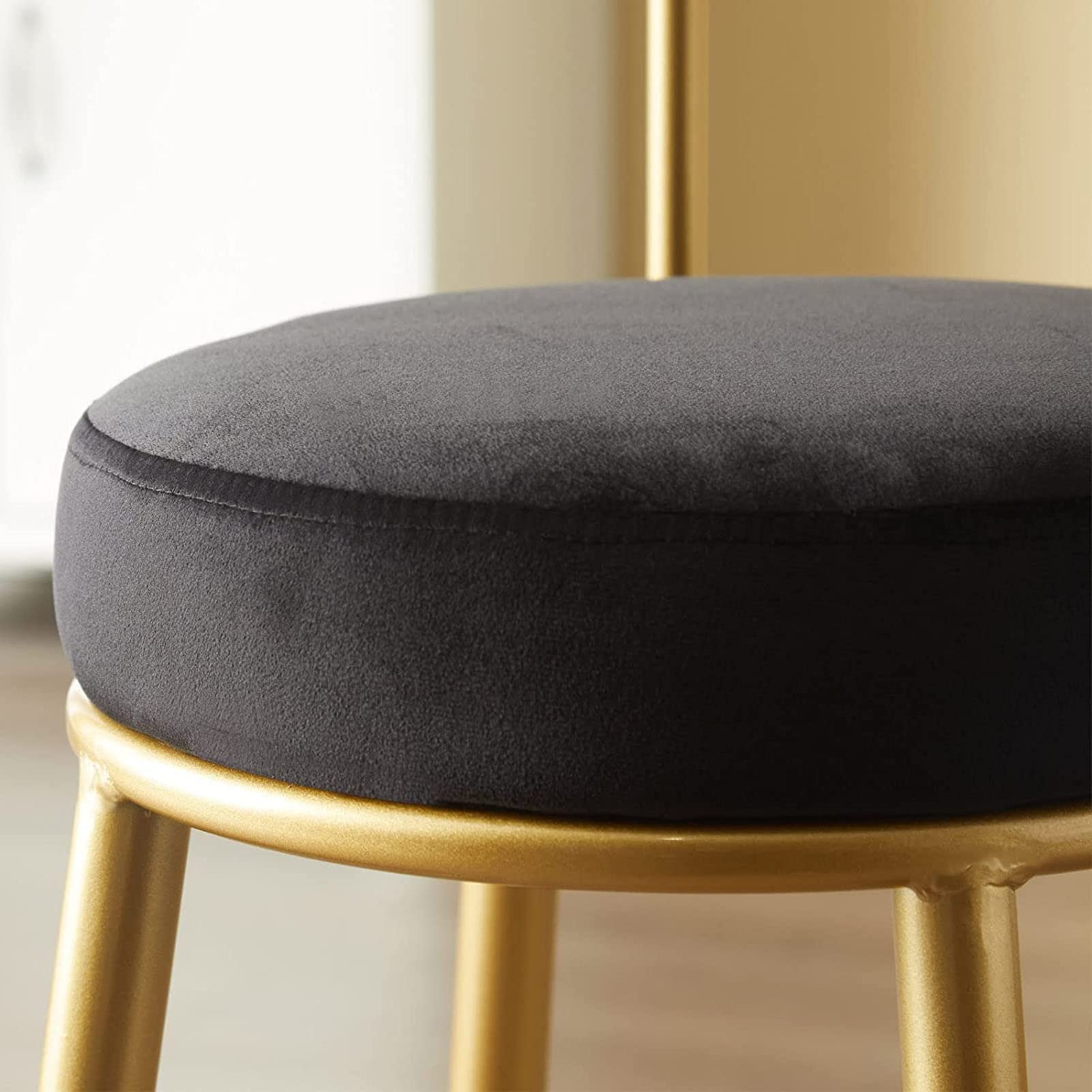 URYYRIT 2-Piece Round Home Bar Stool Set with Velvet Soft Cushion - Comfortable Backrest High Bar Chairs for Kitchen Counter, Dining Room & Outdoor Use - Perfect for Entertaining, Breakfast Nook or Patio Decor