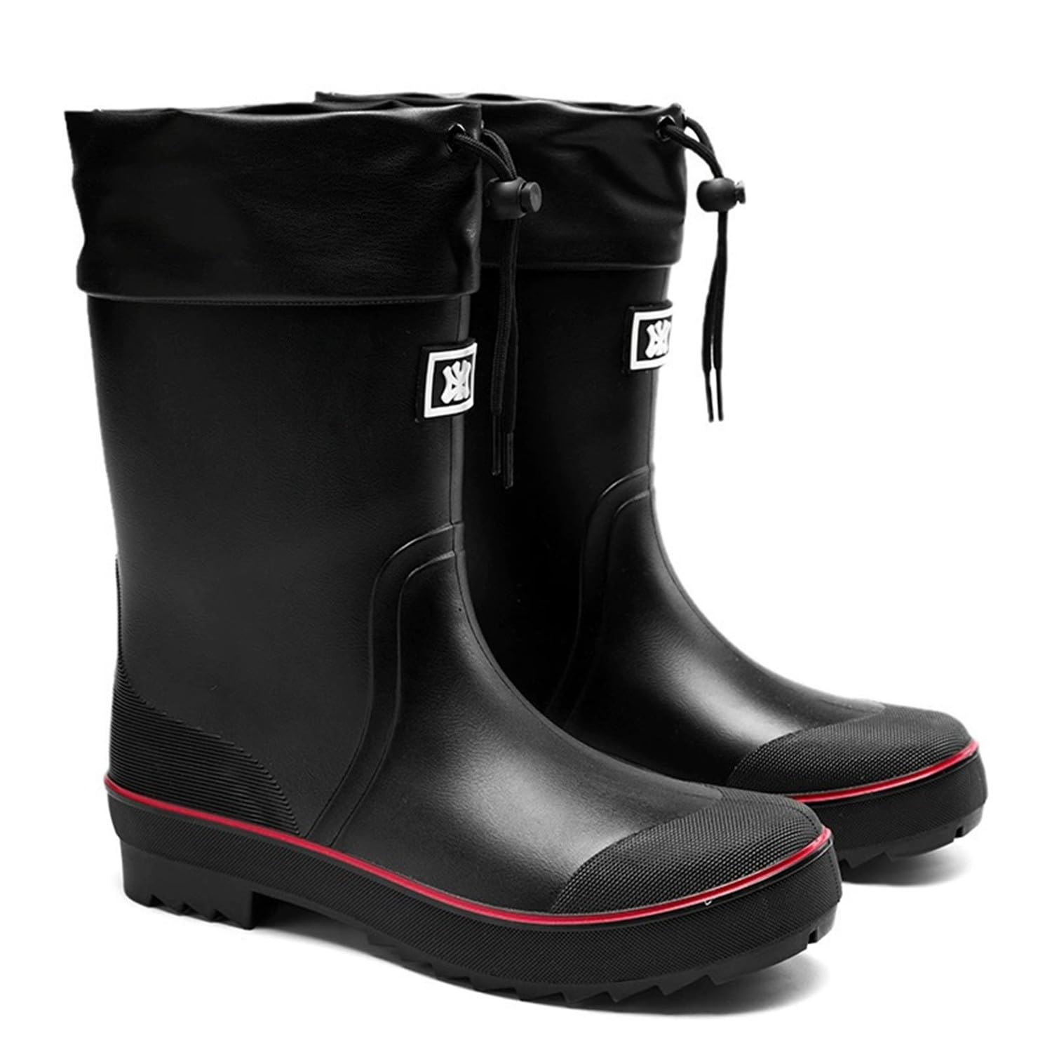 **Men's Waterproof PVC Rubber Rain Boots - Lightweight Comfortable Mid-Calf Outdoor Boots for Gardening, Fishing, Yard & Farm Work - Ideal for Wet Weather, Muddy Terrains & Outdoor Activities**