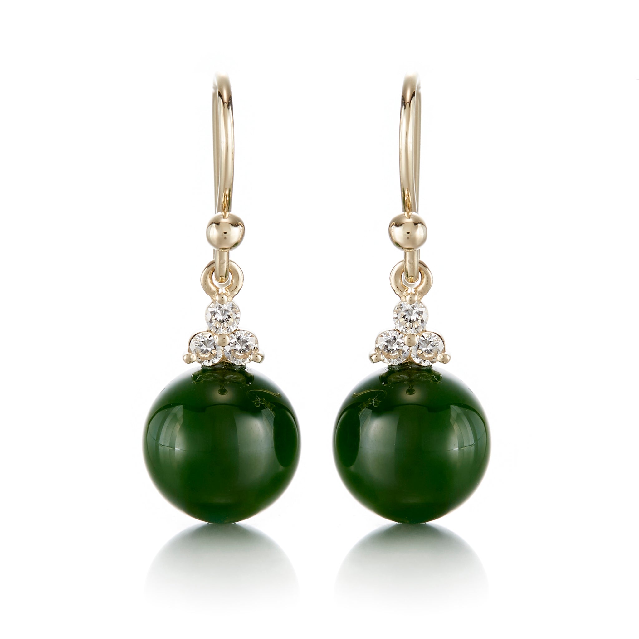 Green Jade & Diamond Madison Drop Earrings – Elegant Dangle Earrings for Women, Perfect for Weddings, Parties & Evening Events