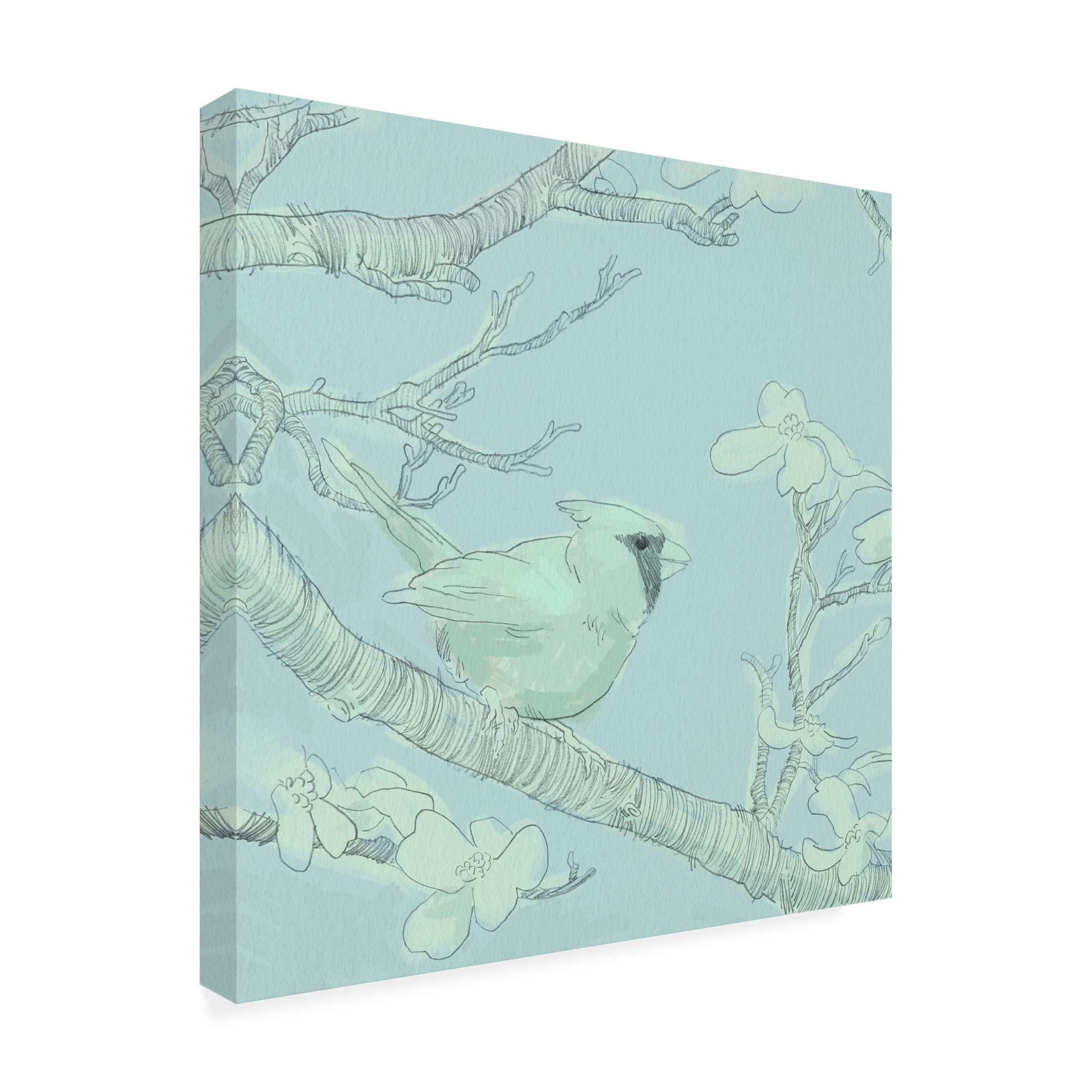 Jacob Green 'Backyard Bird Sketch I' Canvas Wall Art Print - Nature Inspired Home Decor for Living Room, Bedroom & Office