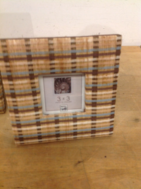 3-Tone Tan & Blue Plaid Photo Frame - Perfect for Home Decor, Wall Art, and Gift Giving