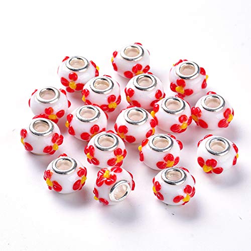White with Red,14-15x11mm