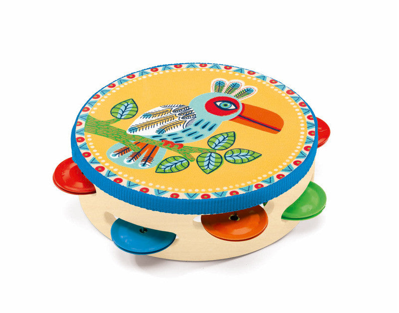 Animambo Toy Tambourine by Djeco - Musical Instrument for Kids, Colorful Percussion Toy for Early Childhood Development - Perfect for Playtime, Music Classes & Birthday Parties