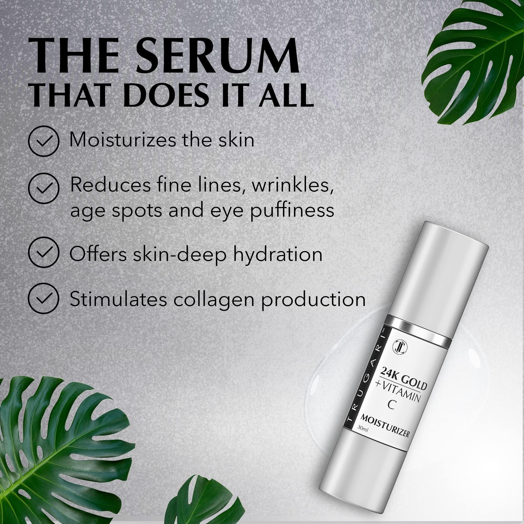 24K Gold + Vitamin C + Collagen Face Serum - Advanced Anti-Aging Moisturizer for Wrinkles, Firming & Skin Repair | Pure Bio-Active Natural Formula | Perfect for Daily Skincare Routine & Nighttime Rejuvenation