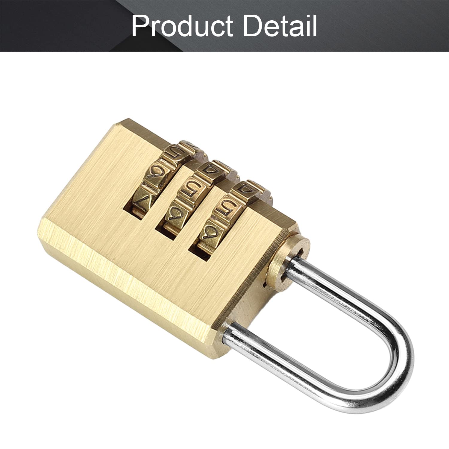 MroMax 1Pc Brass 3 Digit Combination Padlock - Secure Toolbox, Lockers, Luggage & Backpack - Ideal for Travel, School, Gym & Home Security