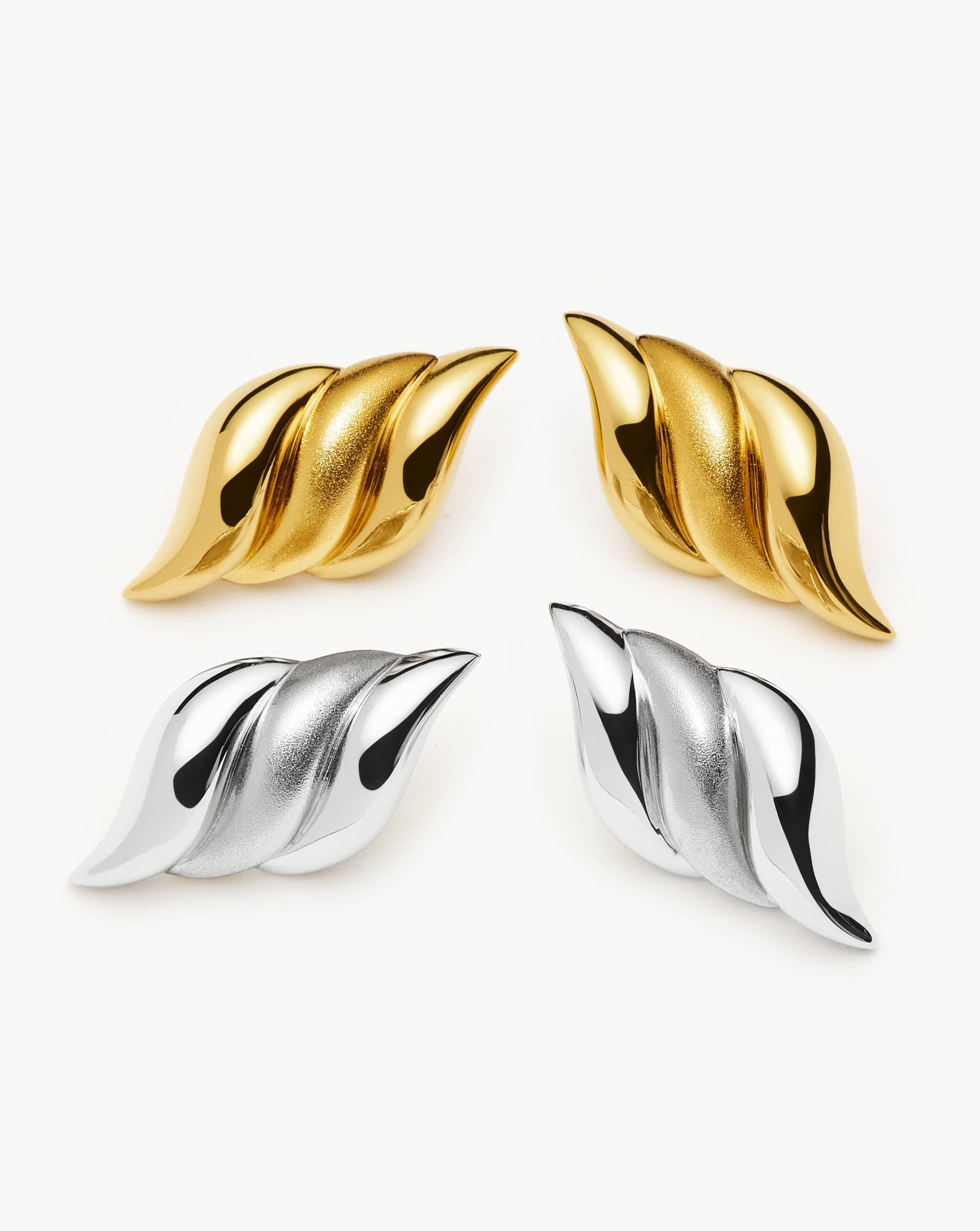 Savi Signature Oversized Stud Earrings for Women - 18k Gold Plated Hoop Earrings - Trendy Fashion Jewelry for Parties, Weddings & Everyday Wear