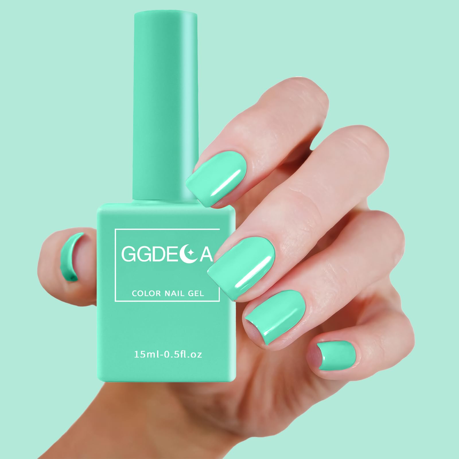 15ml Mint Green UV Gel Nail Polish - High Gloss Soak Off Teal Nail Polish for DIY French Manicure & Salon Use | Long Lasting Sparkle Gel Polish for Home & Professional Nail Art