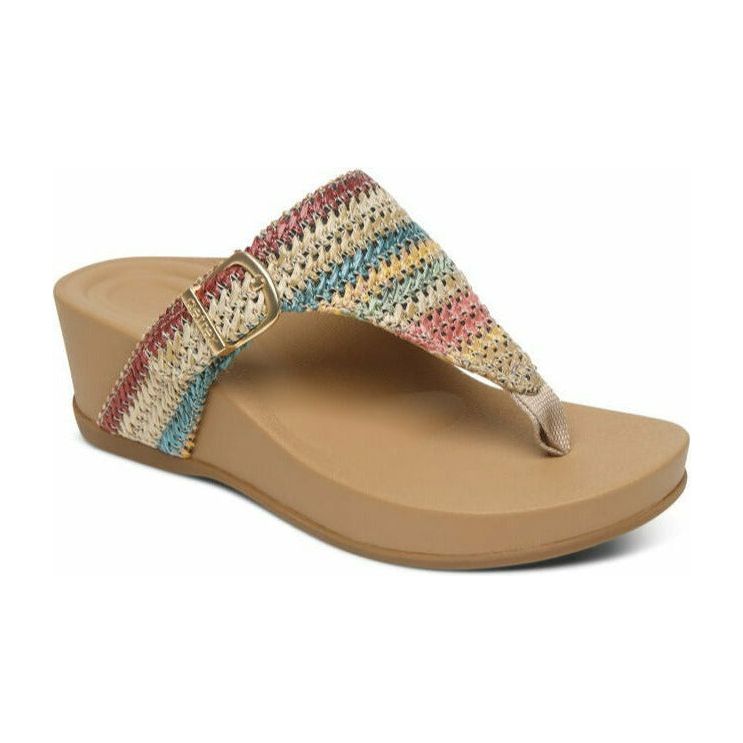 AETREX KATE Thong Wedge Sandals for Women - Comfortable Summer Shoes with Arch Support | Perfect for Beach, Pool, Vacation & Casual Outings