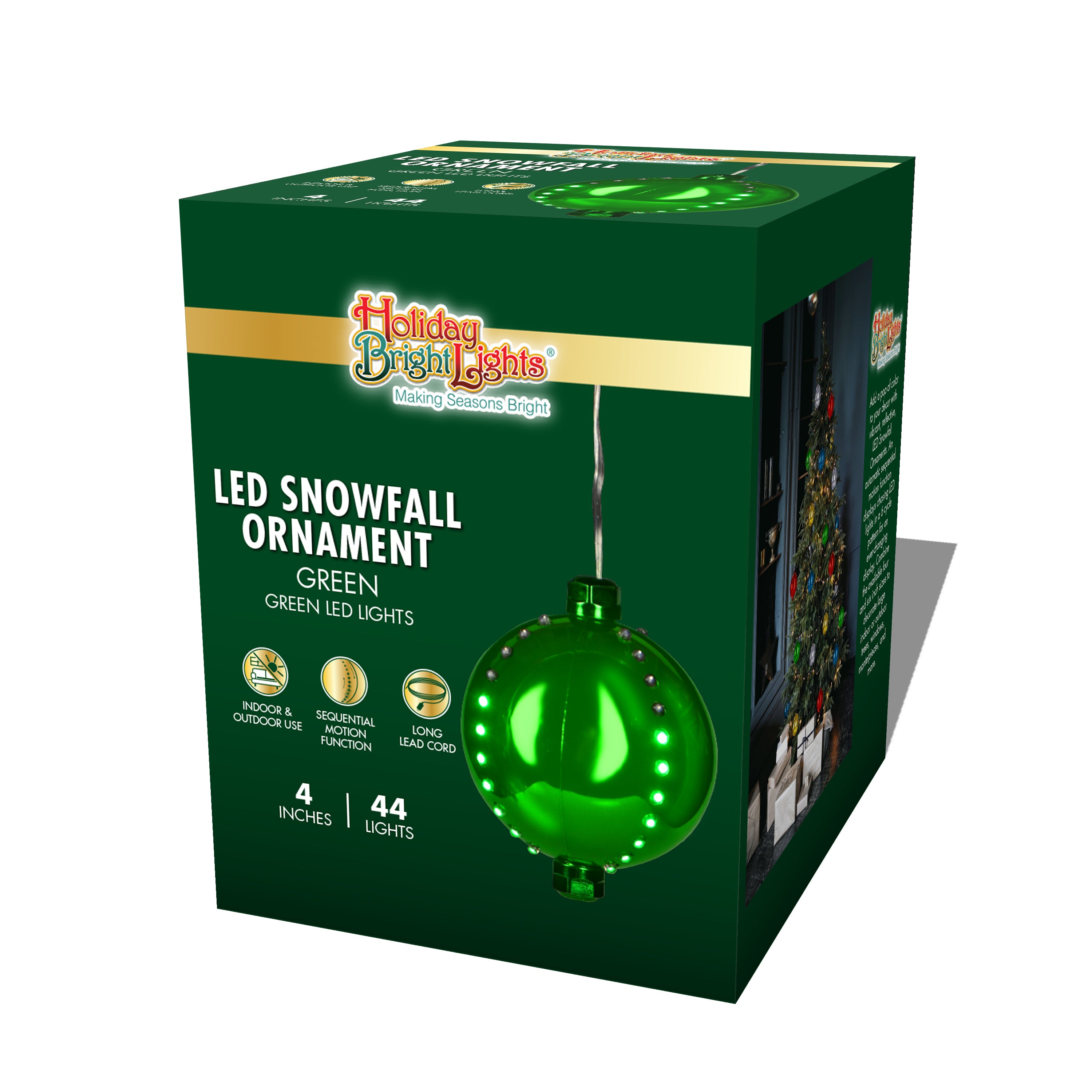 4 Pack Round LED Snowfall Hanging Ornaments - Christmas Tree Decorations with Warm White Lights for Indoor/Outdoor Holiday Decor (Home, Party, Garden)