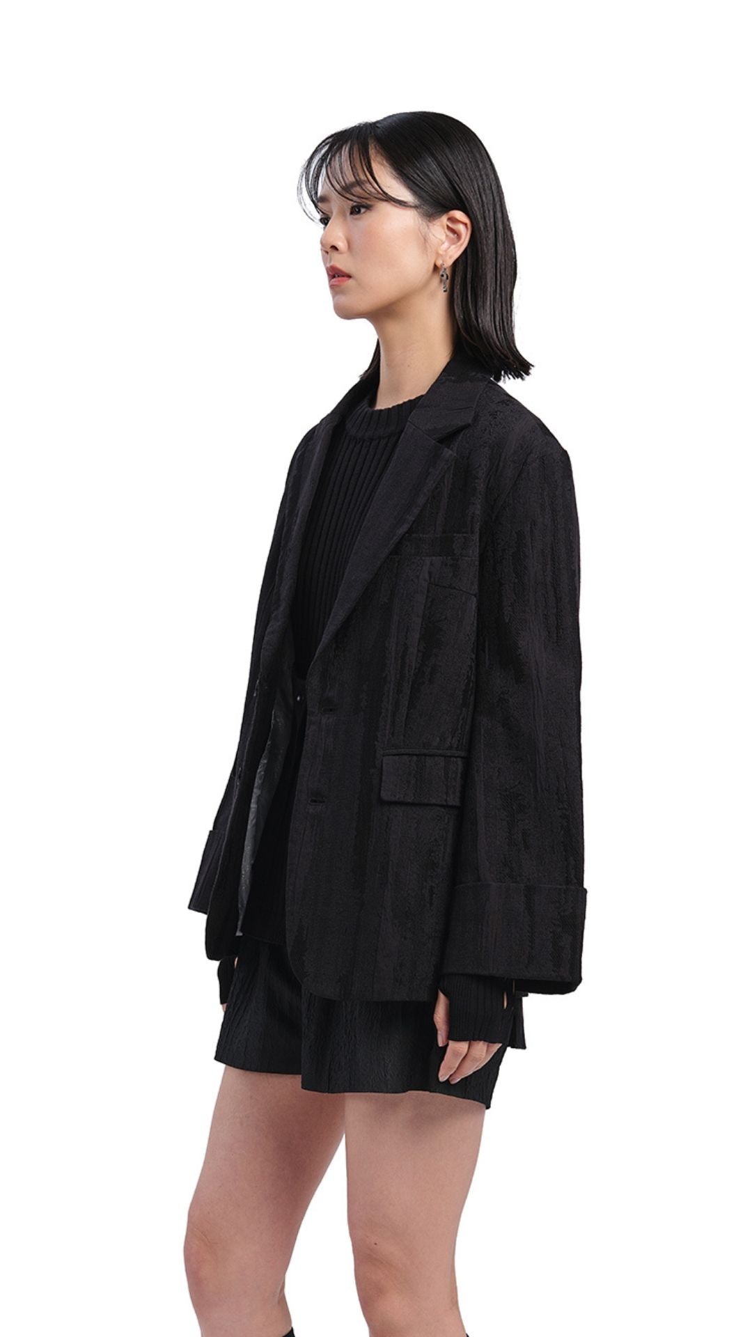 Stylish Rolled Cuff Boxy Blazer for Women - Trendy Oversized Jacket for Office, Business & Casual Wear