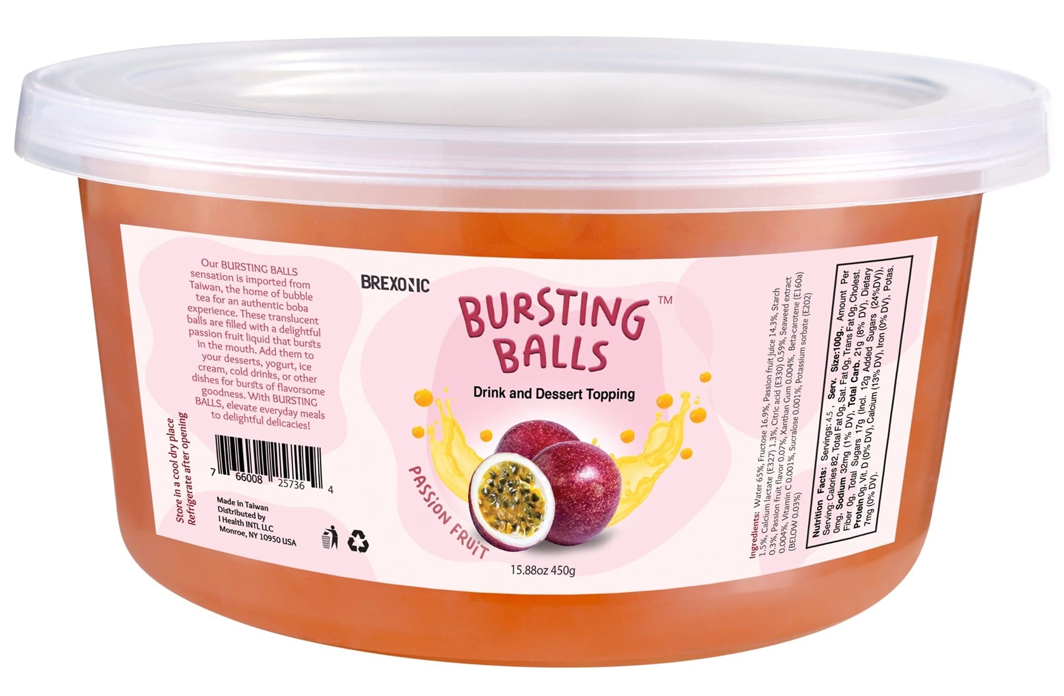 Passion Fruit Boba Pearls 1 Pound - Bursting Tapioca Balls for Bubble Tea, Dessert Toppings & Drinks - Premium Passionfruit Bubble Tea Pearls (1 LB Pack) - Perfect for DIY Bubble Tea, Smoothie Bowls & Dessert Decorations