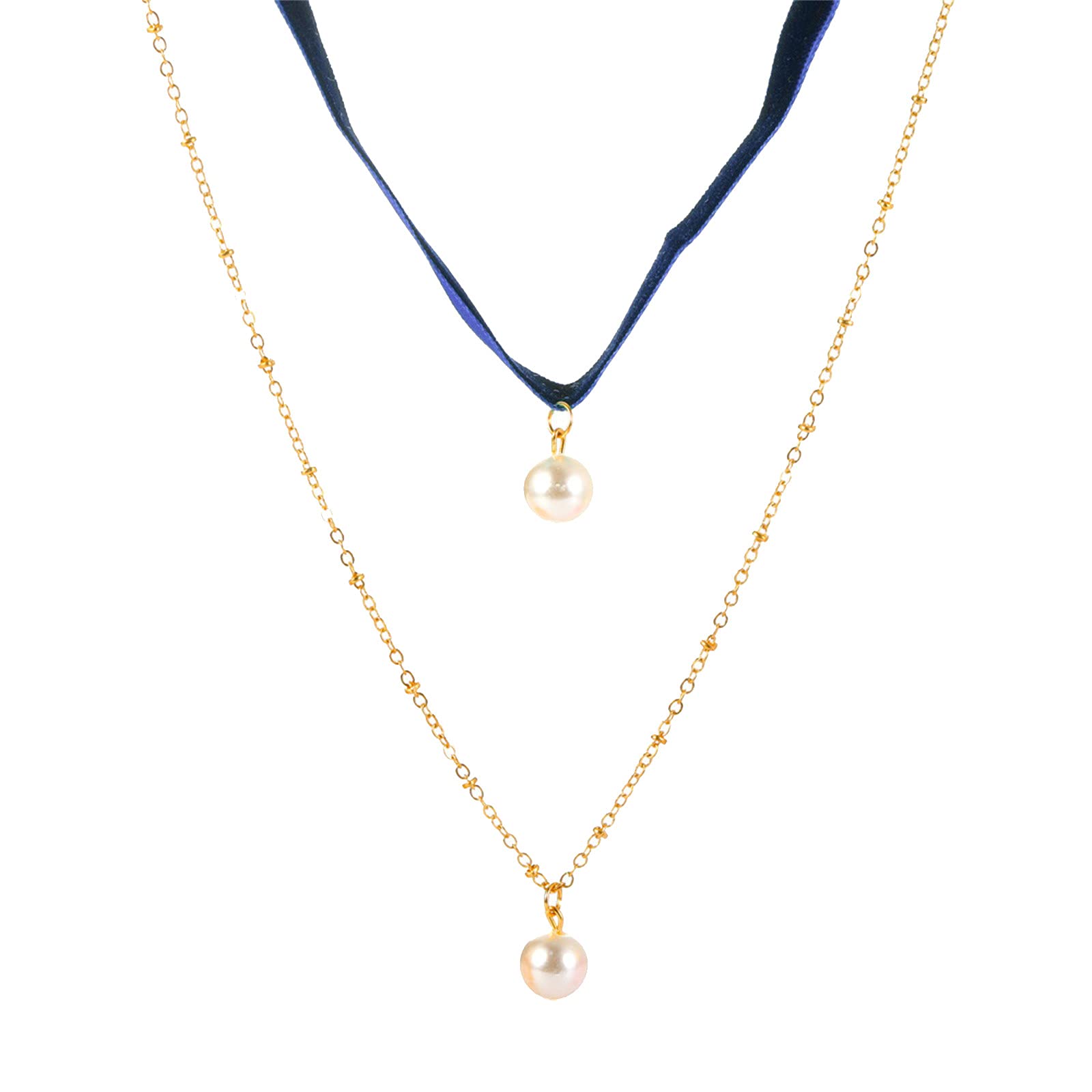 Vintage Velvet Pearl Choker Necklace for Women - Double Collar Elegant Retro Jewelry, Perfect Birthday Gift for Her | Great for Parties, Weddings & Special Occasions