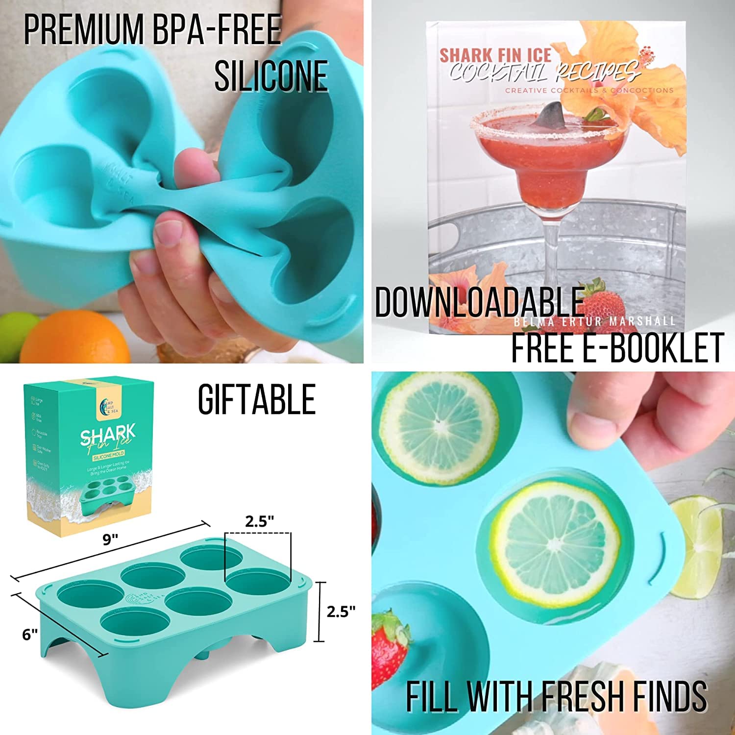 3-Pack Shark Ice Cube Trays - Fun Shark Mold for Cocktails & Drinks - Cool Shark Themed Party Supplies - Perfect for Shark Lovers Birthday & Ocean Theme Events