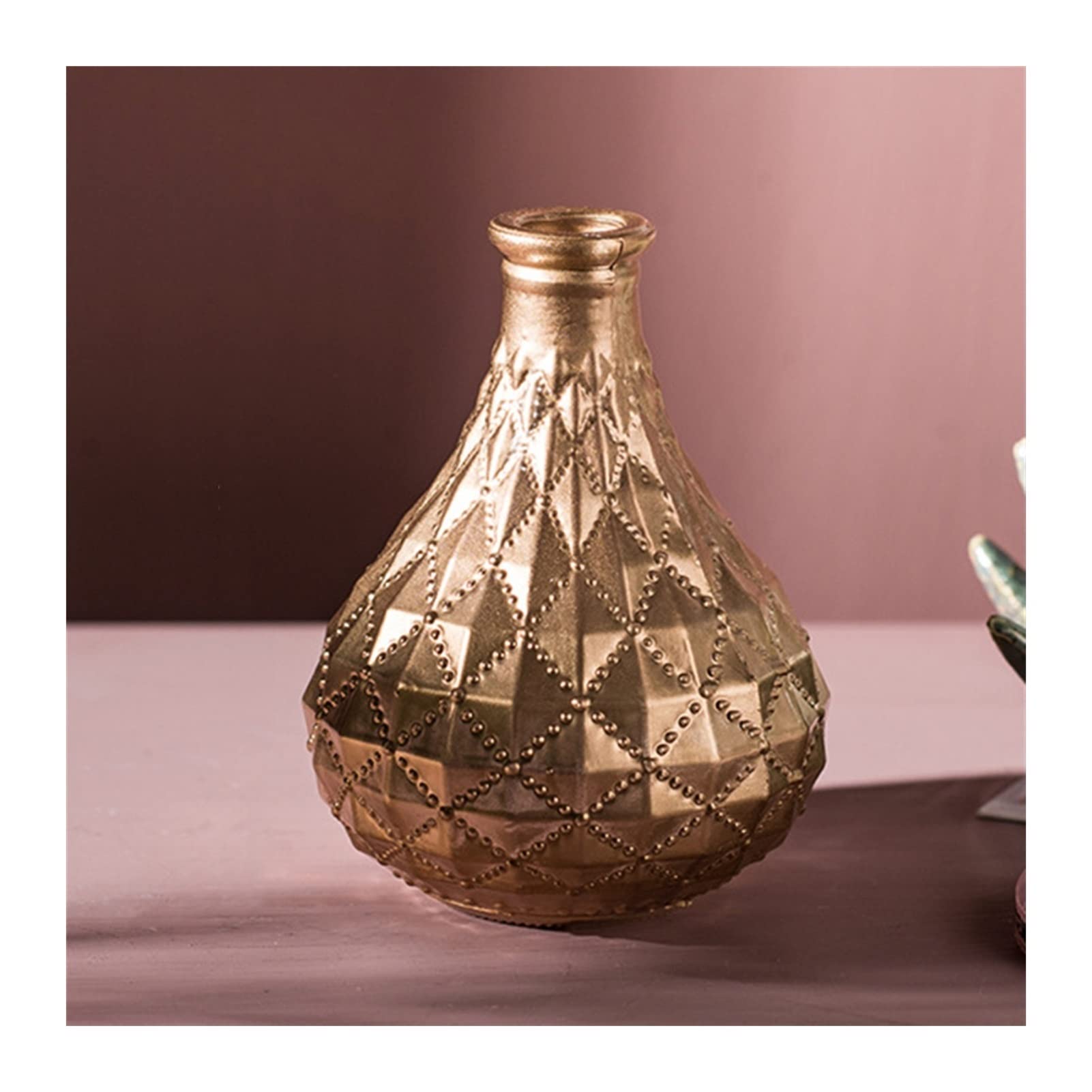Golden Glass Flower Vase Set - Modern Decorative Vases for Home & Office - Various Shapes for Simple & Innovative Floral Arrangements - Perfect for Centerpieces, Wedding Decor, and Living Room Accents