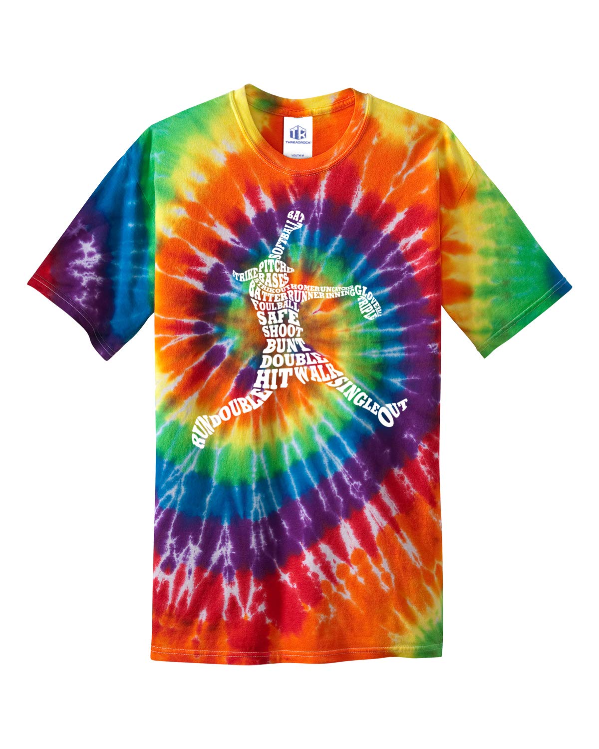 Threadrock Big Girls' Softball Player Graphic Tie-Dye T-Shirt - Youth Athletic Tee for Games & Team Spirit