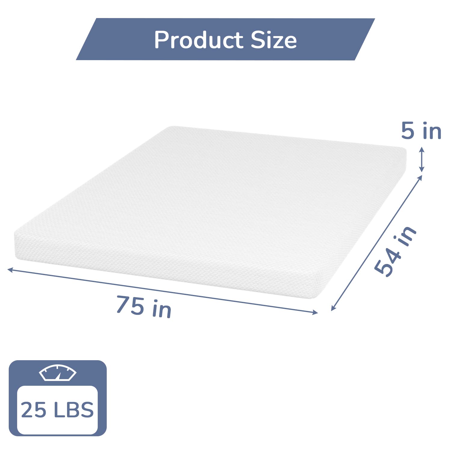 PayLessHere 5 Inch Full Size Green Tea Memory Foam Mattress with Cooling Gel - Medium Firm, Fiberglass Free, CertiPUR-US Certified, Pressure Relieving Bed in a Box (White) - Perfect for Hot Sleepers, Guest Rooms & Small Spaces